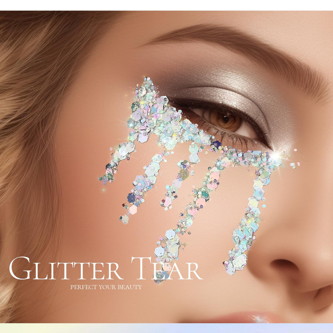 Teenitor Body Glitter, Body Glitter Gel, Hair Glitter, Face Glitter, Holographic Chunky Makeup Silver Glitter Gel for Face, Makeup, Hair, Eye