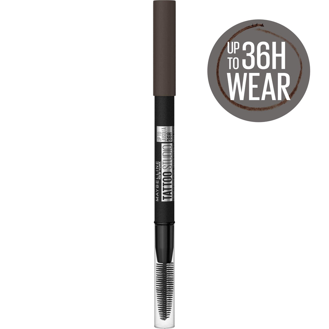 Maybelline TattooStudio Waterproof Eyebrow Pencil, Sharpenable, Longwear, Long Lasting, Pigmented Eyebrow Pencil for Defined Brows, Black Brown, 1 Count