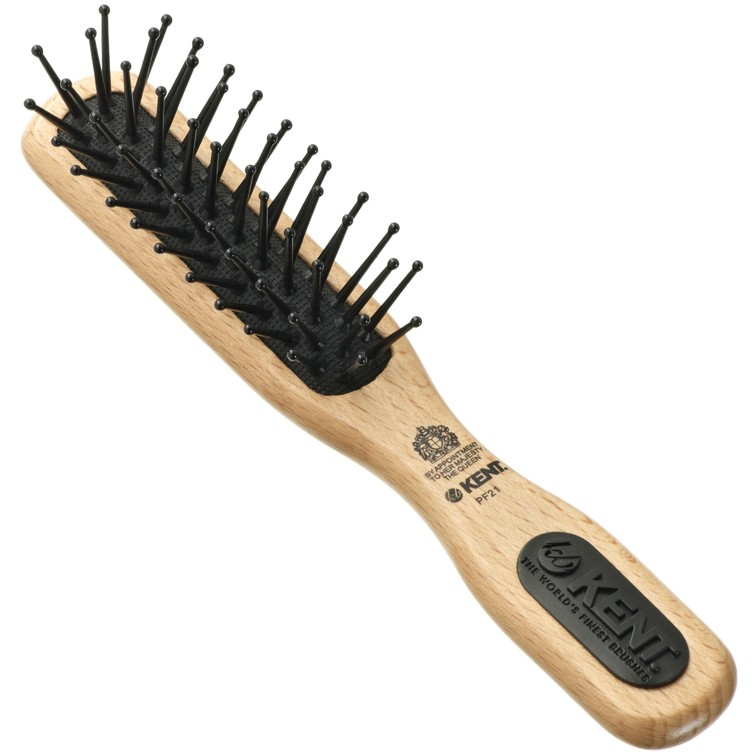 Kent Real Beechwood Narrow Combing and Taming Hand Bag Brush, Wood/Black