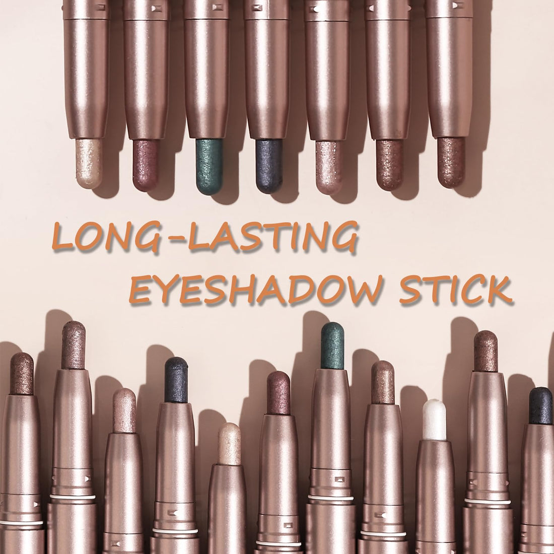 DekRion Eyeshadow Stick, Shimmer-Cream Eye Shadow Pencil, Eye Shadow Sticks Long-Lasting Waterproof, Glitter Eyeshadows Stick with Soft Brush for Eyeshadows Makeup(03Light-pink-shimmer)