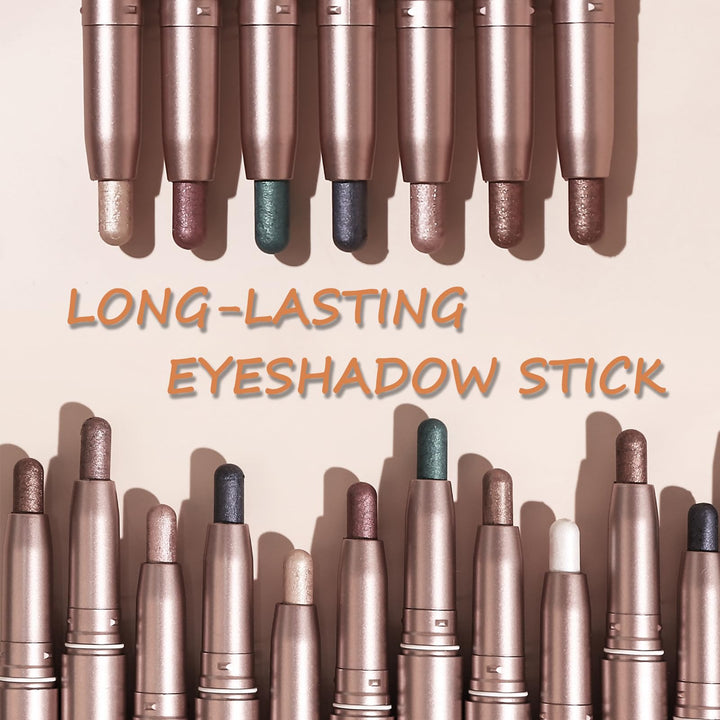 DekRion Eyeshadow Stick, Shimmer-Cream Eye Shadow Pencil, Eye Shadow Sticks Long-Lasting Waterproof, Glitter Eyeshadows Stick with Soft Brush for Eyeshadows Makeup(03Light-pink-shimmer)