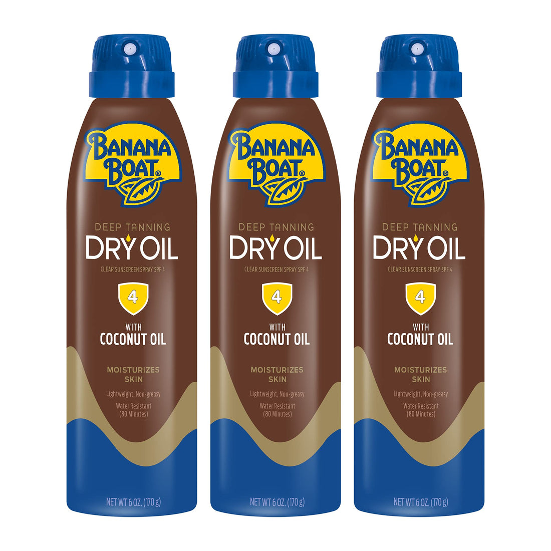 Banana Boat Sunscreen Ultra Mist Deep Tanning Dry Oil Sun Care Sunscreen Spray - SPF 4, 6 Ounces (Pack of 3) (Packaging may vary)