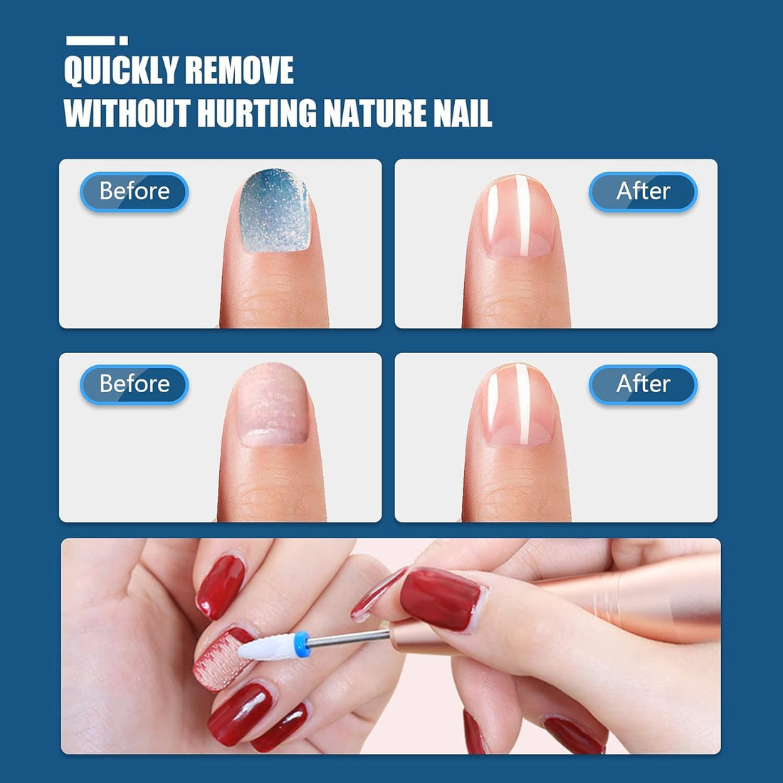 Depvko 21pcs Nail Drill Bits Sets, 3/32 Inch Diamond Cuticle Electric Nail File and Ceramic Acrylic Gel Nail Bit Kit, Acrylic Nail Art Tools, Carbide Remover Bits for Manicure Pedicure, Home Salon