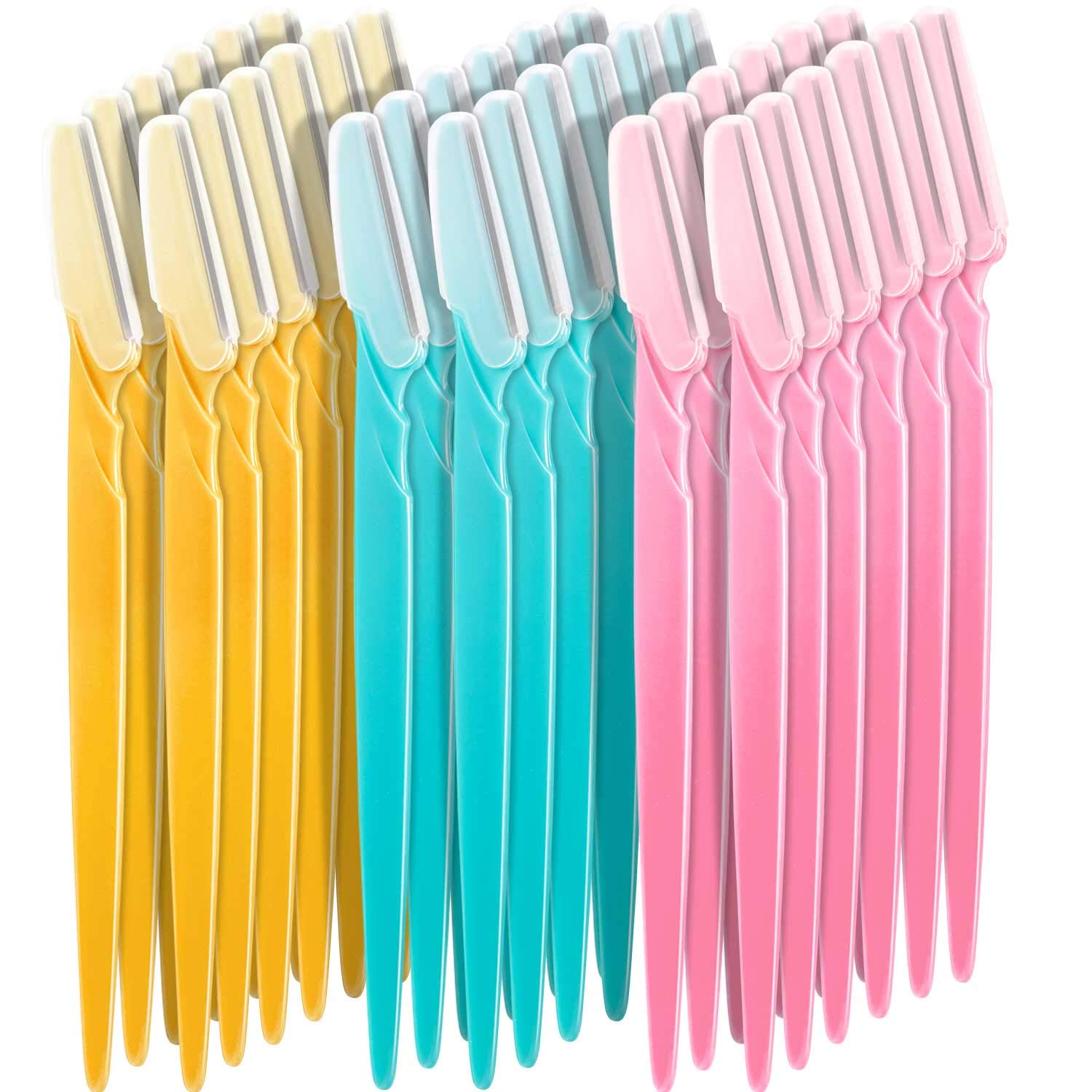 Boao 60 Pieces Eyebrow Razor Shaper Trimmer Shaver Women Facial Razor with Precision Cover