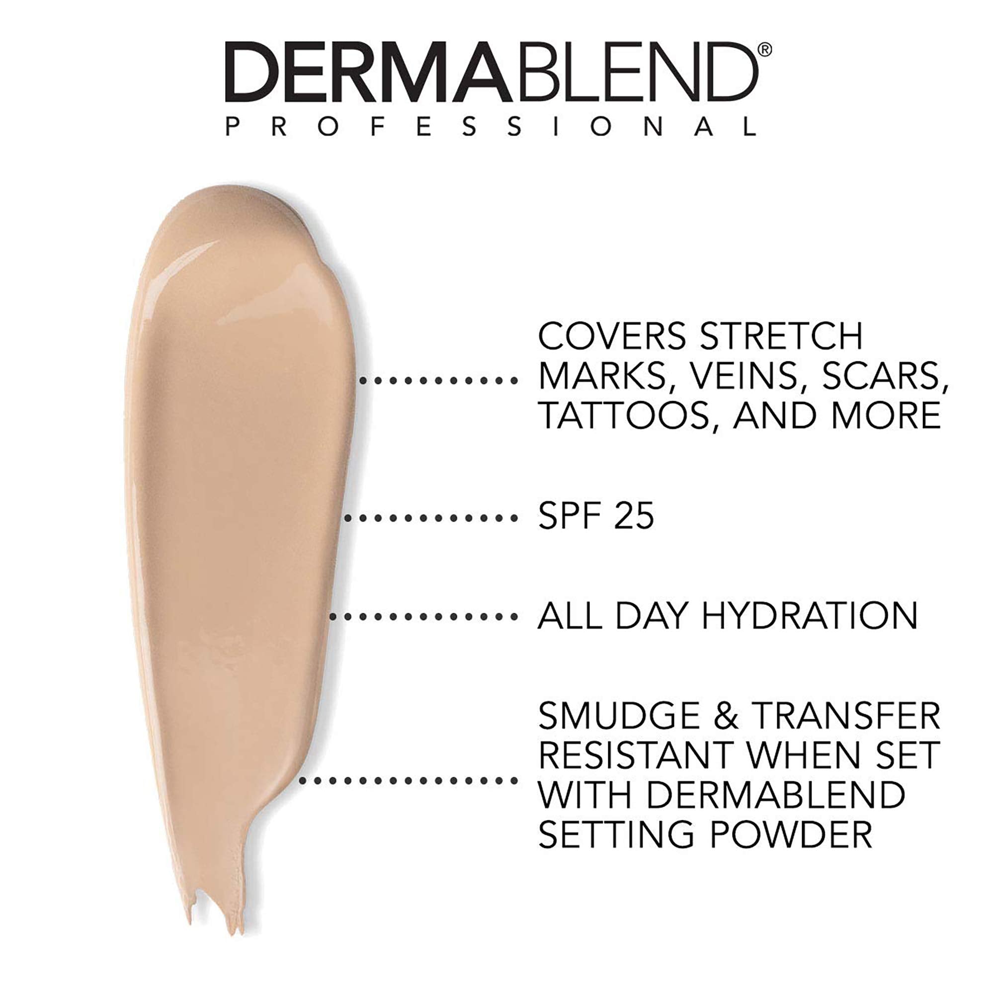 Dermablend Leg and Body Makeup Liquid Foundation with SPF 25 for Medium Coverage & All-day Hydration, 0N Fair Nude, 3.4 fl. oz.