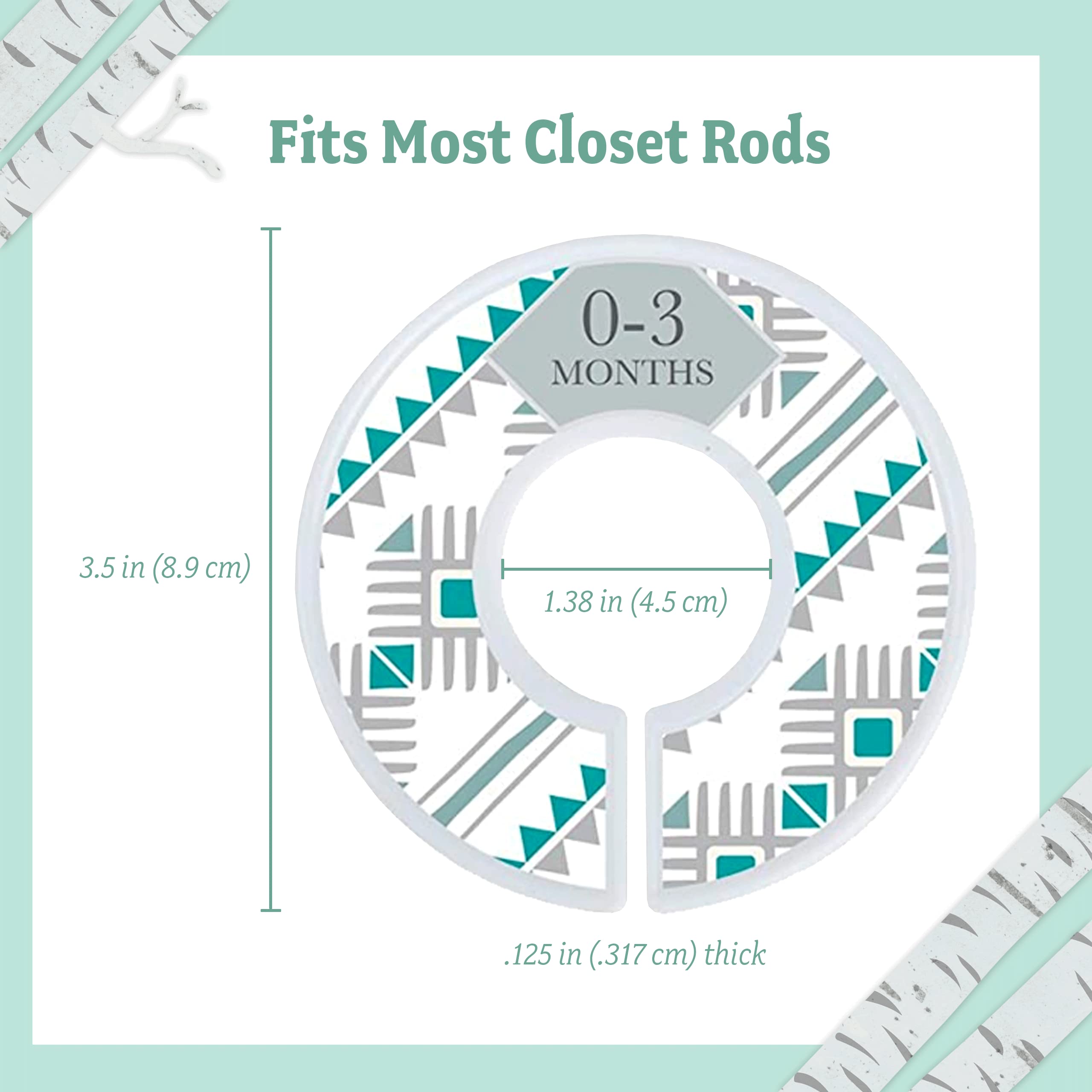 Baby Nest Designs Closet Dividers for Baby Clothes - 7X Baby Clothing Size Age Dividers from Newborn Infant to 24 Months - Boho Baby Clothes Dividers and Nursery Closet Organizer