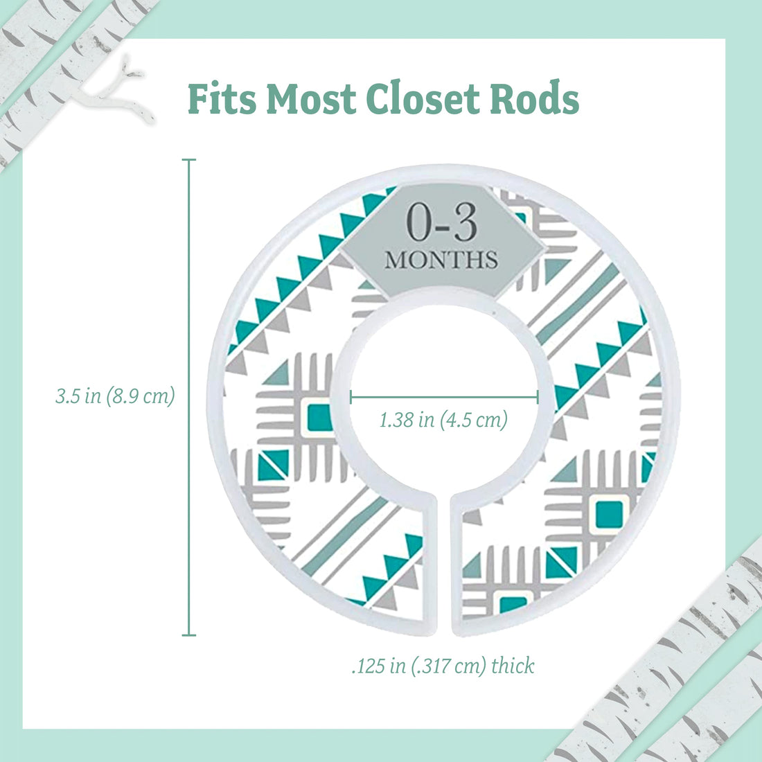 Baby Nest Designs Closet Dividers for Baby Clothes - 7X Baby Clothing Size Age Dividers from Newborn Infant to 24 Months - Boho Baby Clothes Dividers and Nursery Closet Organizer