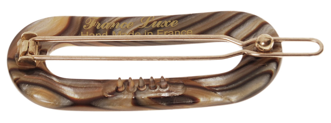 Onyx : France Luxe Mini Oval on Tige Boule Barrette - Onyx