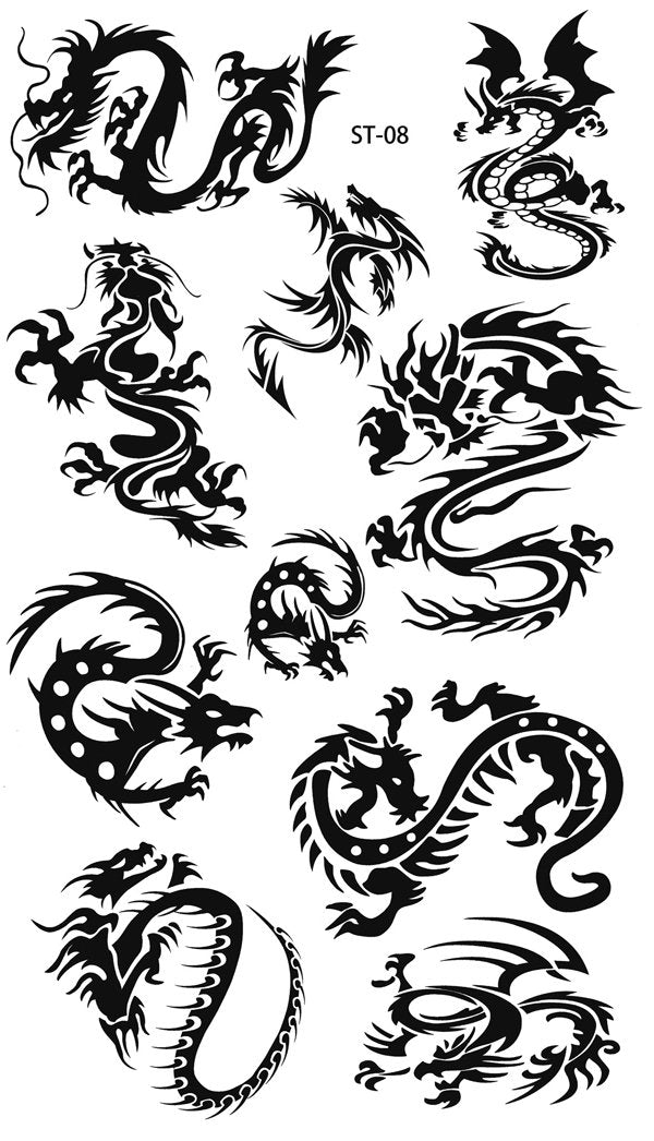 Supperb Lower Back Shoulder Neck Arm Temporary Tattoos - Small Dragons