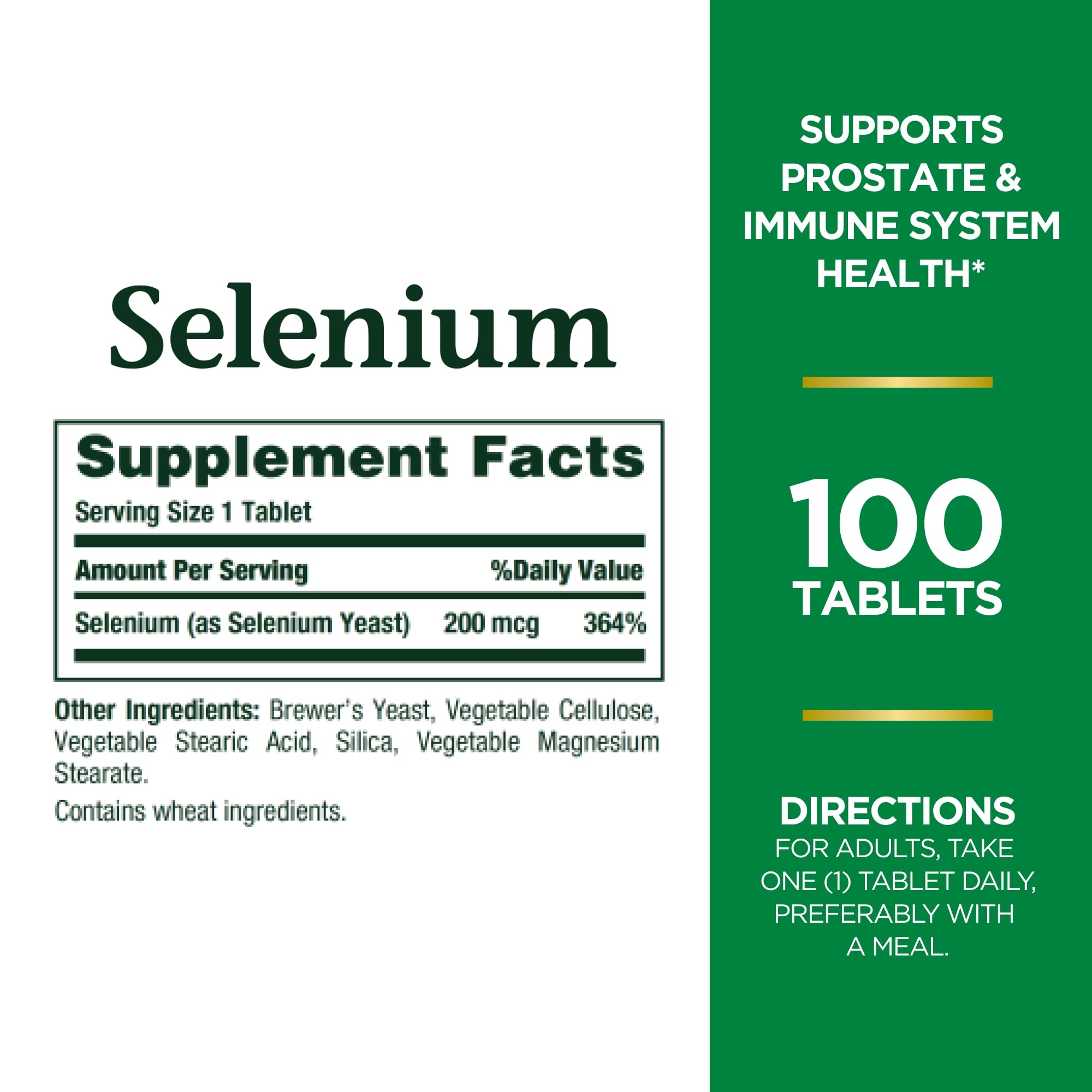 Nature's Bounty Selenium, Supports Prostate and Immune System Health, 200 mcg, 100 Tablets
