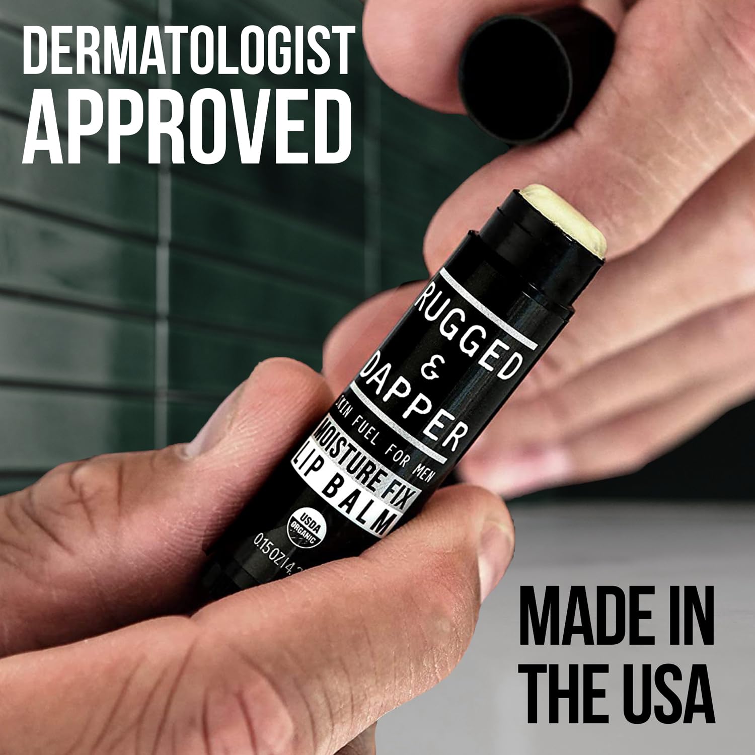 Moisture Fix Lip Balm For Men - 4 Pack - All Natural & Certified Organic - Fresh Eucalyptus Mint Flavor - RUGGED & DAPPER