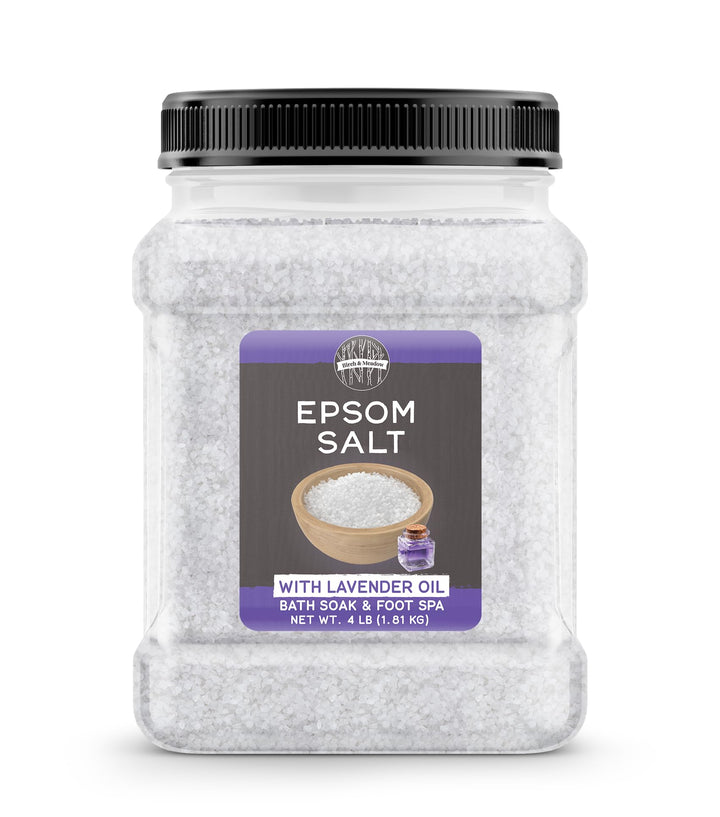 Birch & Meadow Epsom Salt with Lavender Oil, 4 lb, Magnesium Sulfate, Bath Soak, Rejuvenating Scent