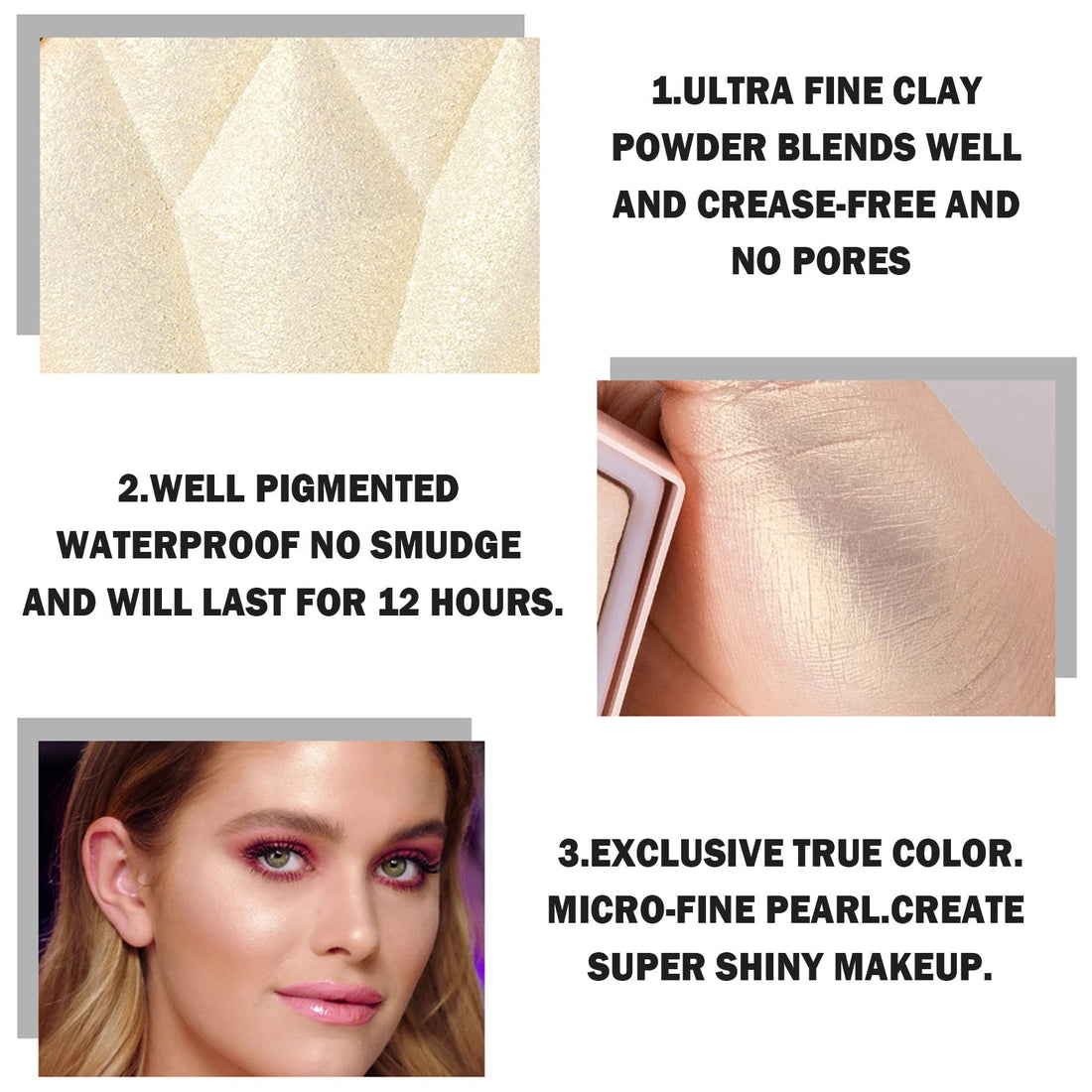 XINGXYUEL Face White Highlighter Makeup Palette Shimmer Contour Powder Waterproof Long-Lasting, Brightens Face Complexion Contour Illuminator Highlighters Blush Powder Makeup Palette - 01 Pearl White