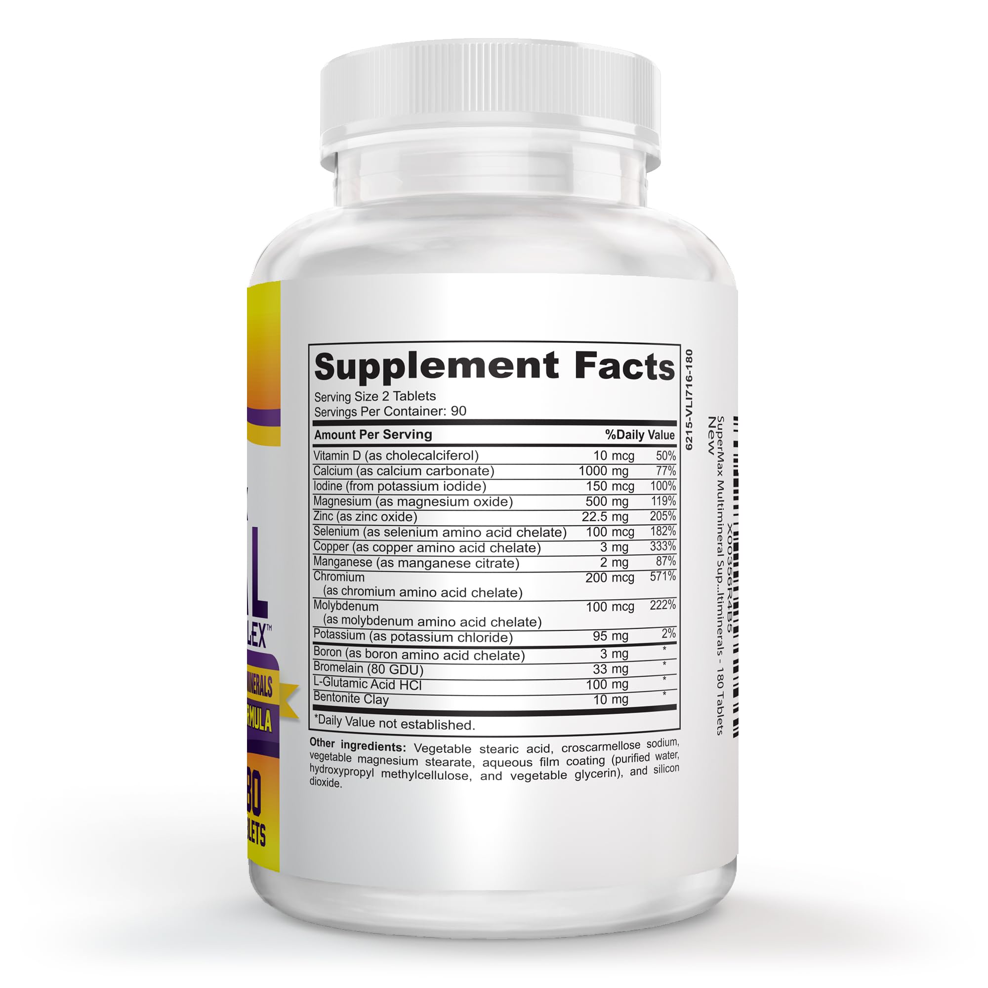 3-Month Multimineral Supplement (Iron Free) with 72 Trace Minerals - Natural Multiminerals - High Potency Multi Mineral Supplements All-in-1 Formula | 90-Day Supply (180 Tablets)