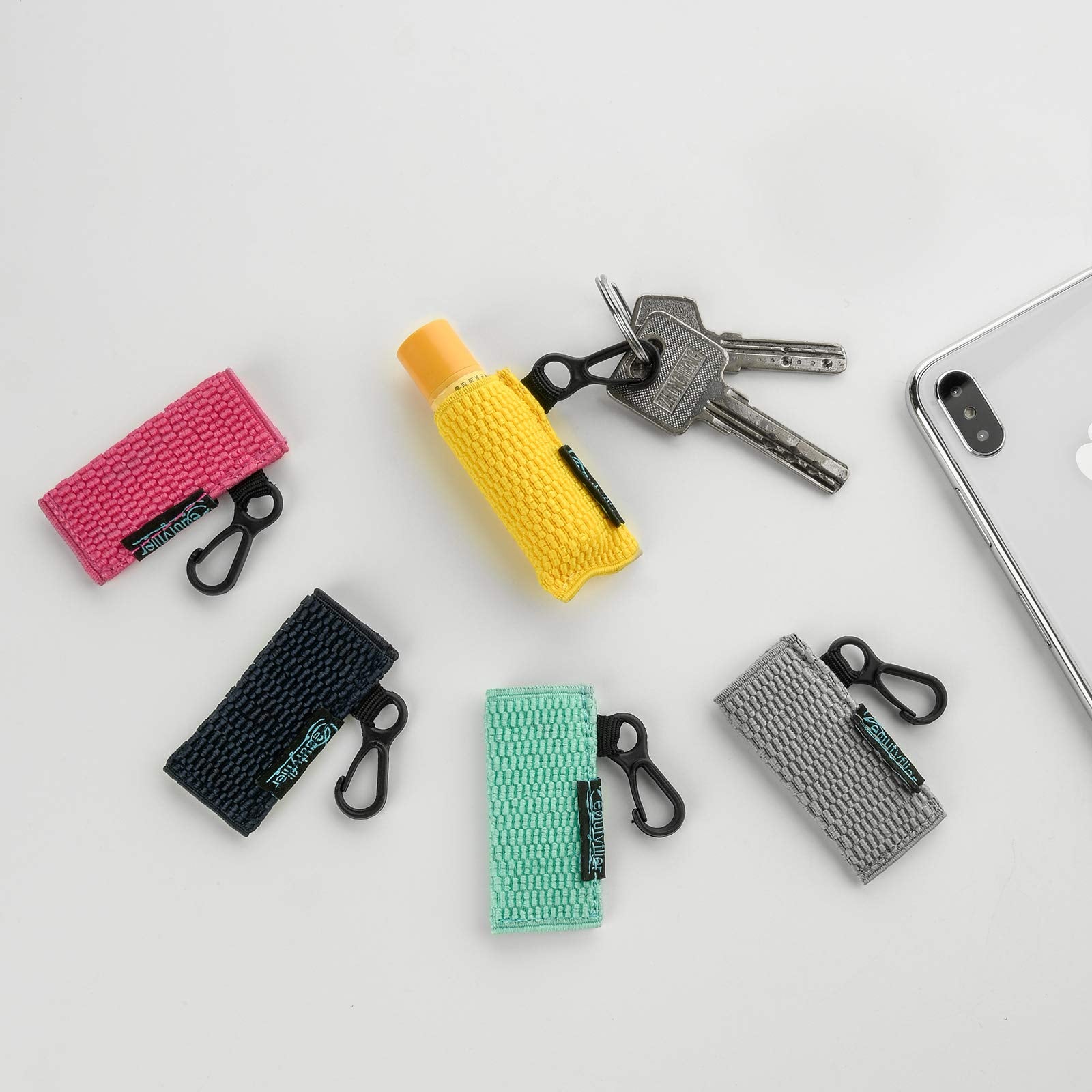 Beautyflier Cute Elastic Lip Balm Holder Keychain, Lipstick Sleeve Lip Gloss Sleeve Holder for Burts Bees Chapstick