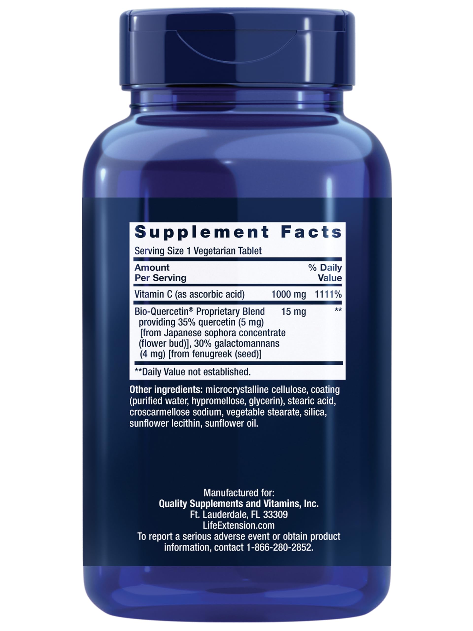 Life Extension Vitamin C & Bio-Quercetin Phytosome – Vitamin C Plus Ultra-Absorbable Quercetin for Immune Support – Gluten-Free, Non-GMO, Vegetarian – 250 Vegetarian Tablets