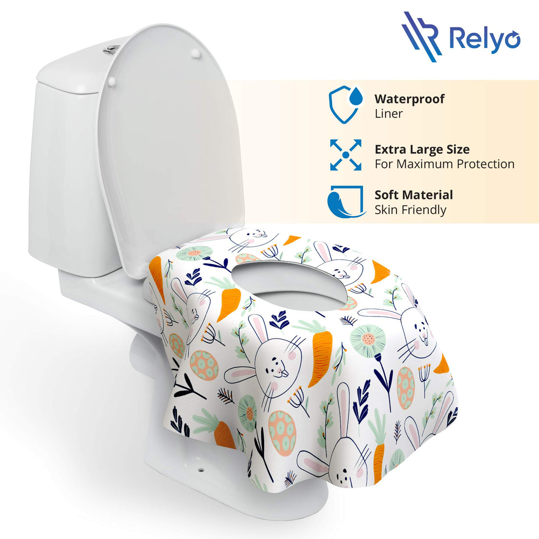 Toilet Seat Covers Disposable - 20 Pack - Waterproof, Ideal for Kids and Adults – Extra Large, Individually Wrapped for Travel, Toddlers Potty Training in Public Restrooms (Easter Bunny, 20)