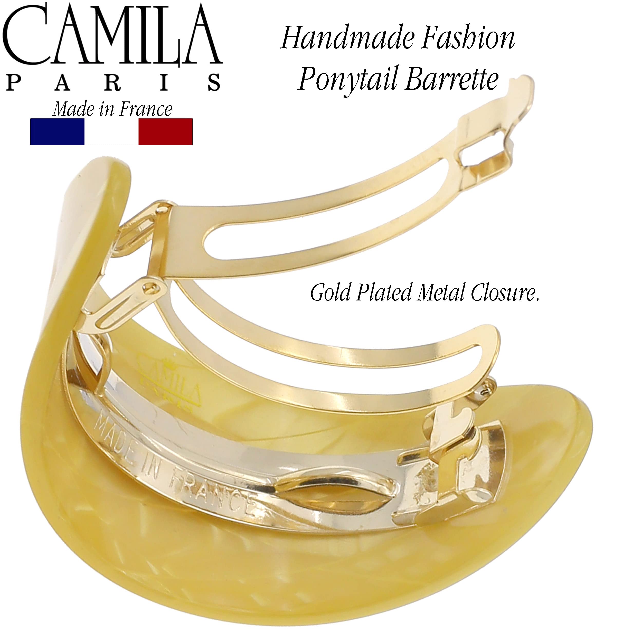 Camila Paris CP3149 French Hair Barrettes, Hair Ponytail Holder, Beige Volume, Automatic, Strong Hold Grip Hair Clips for Women, No Slip and Durable Styling Girls Hair Accessories, Made in France