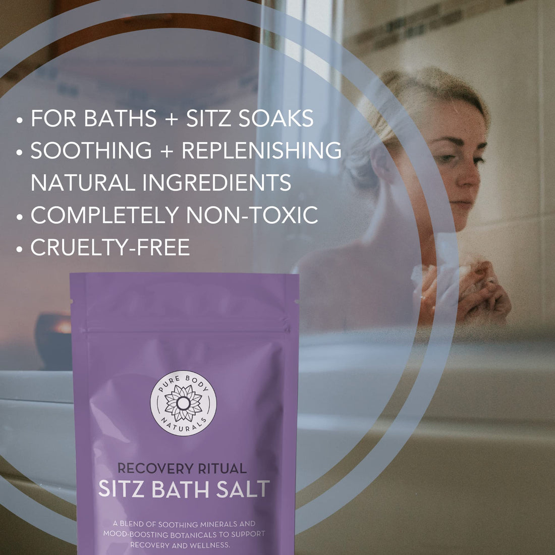 Sitz Bath Salt, Postpartum Bath Salt and Hemorrhoid Treatment, All-Natural Sitz Bath Soak, 10 oz by Pure Body Naturals