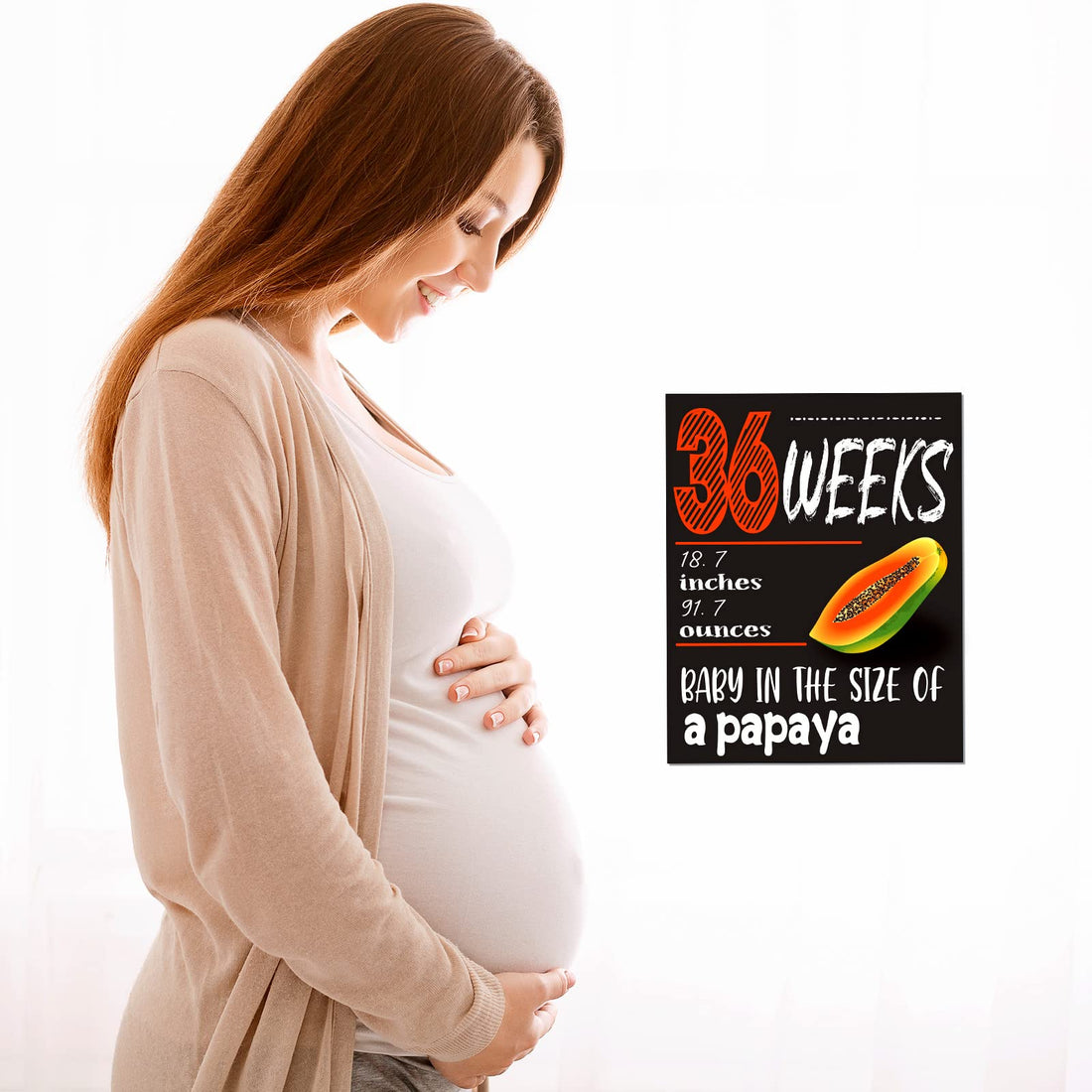 Geyee Pregnancy Sign 5 to 40 Weeks Weekly Milestone Belly Bump Tracker Pregnancy Milestone Cards Countdown Chalkboard Calendar Card Weekly Baby Size Photo Prop Gift for Pregnant Women Mom