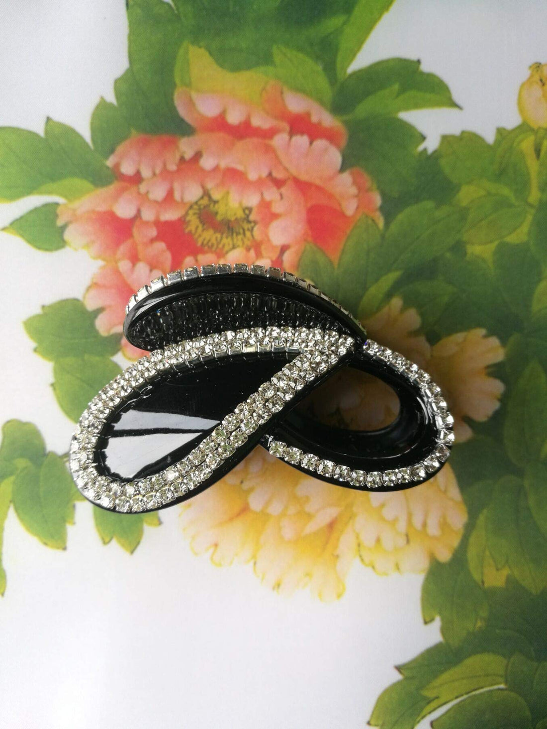 Women Simple Exquisite Acrylic Rhinestones Large Fancy Hair Claw Clip - Girls Elegant Butterfly Jaw Clips Hairpin For Thick Hair (Black)