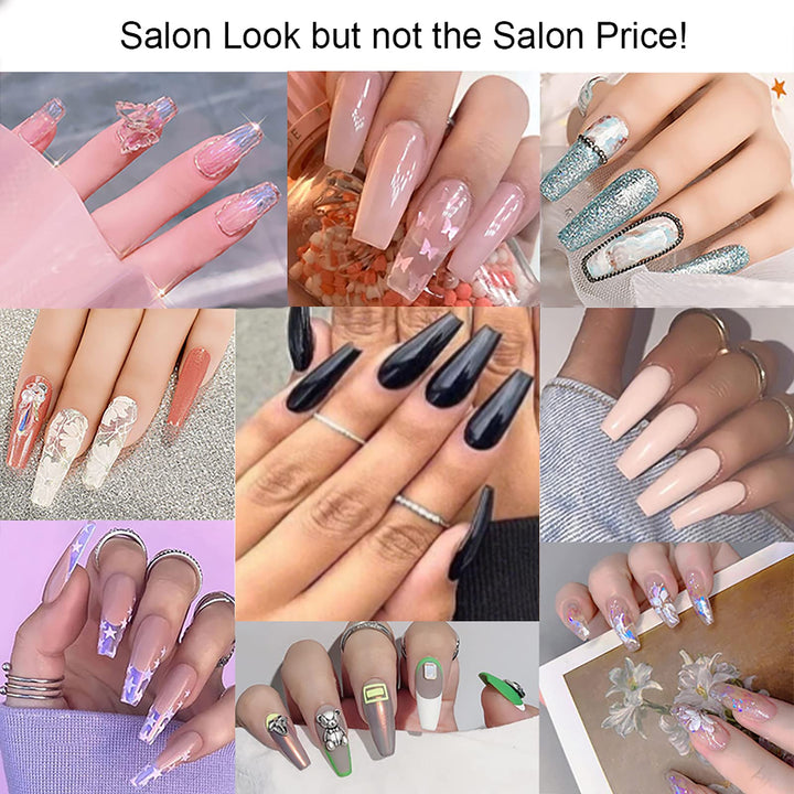 500Pcs Coffin Nail Tips Full Cover Clear Nails for Acrylic Ballerina False Nail Tips, 10 Sizes