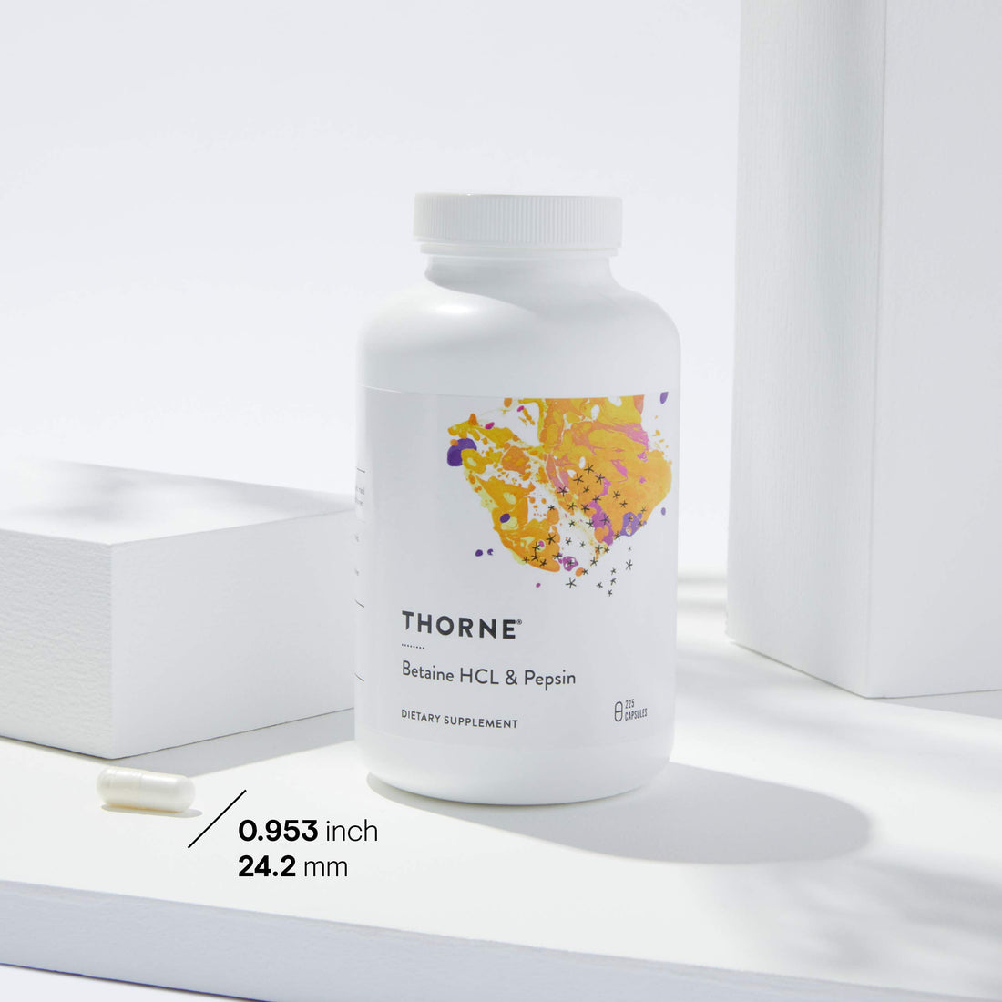 THORNE Betaine HCL & Pepsin - Digestive Enzymes for Protein Breakdown and Absorption - 225 Capsules
