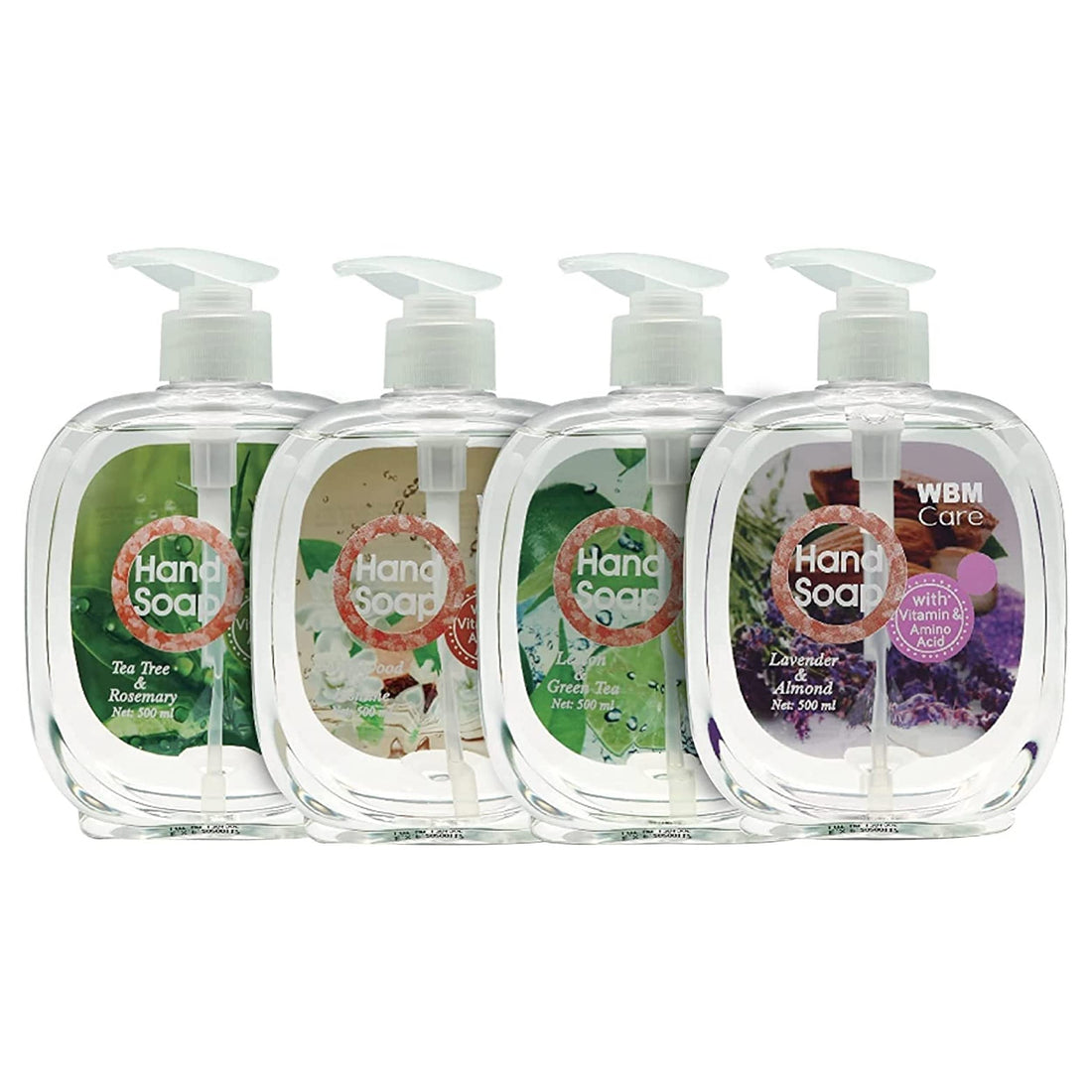 WBM Care Gift Set Hand Wash | Lemon & Green, Sandalwood & Jasmine, Lavender & Almond, Tea Tree & Rosemary | 4 in 1