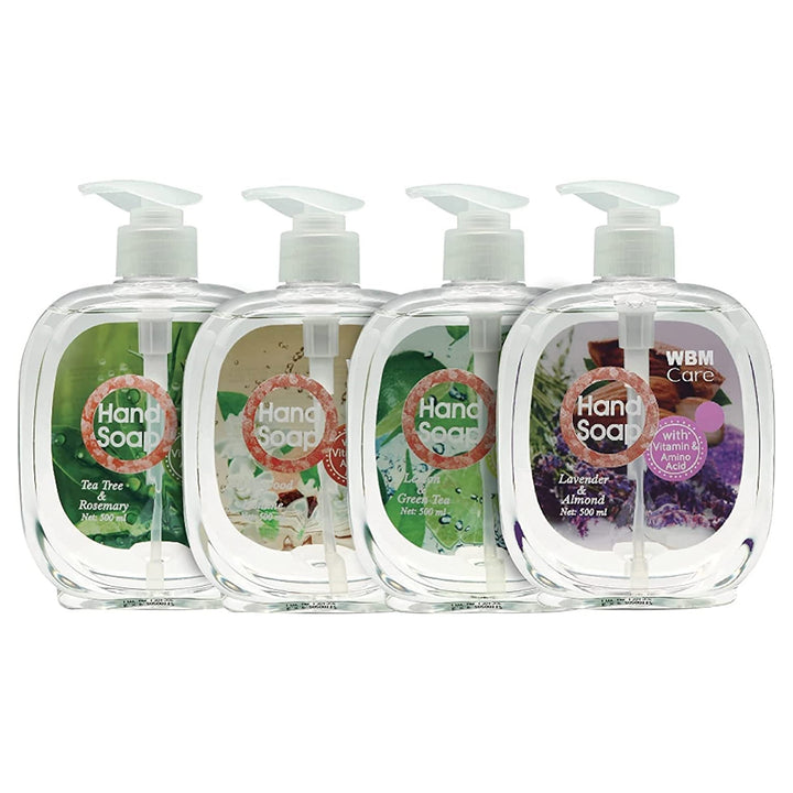 WBM Care Gift Set Hand Wash | Lemon & Green, Sandalwood & Jasmine, Lavender & Almond, Tea Tree & Rosemary | 4 in 1