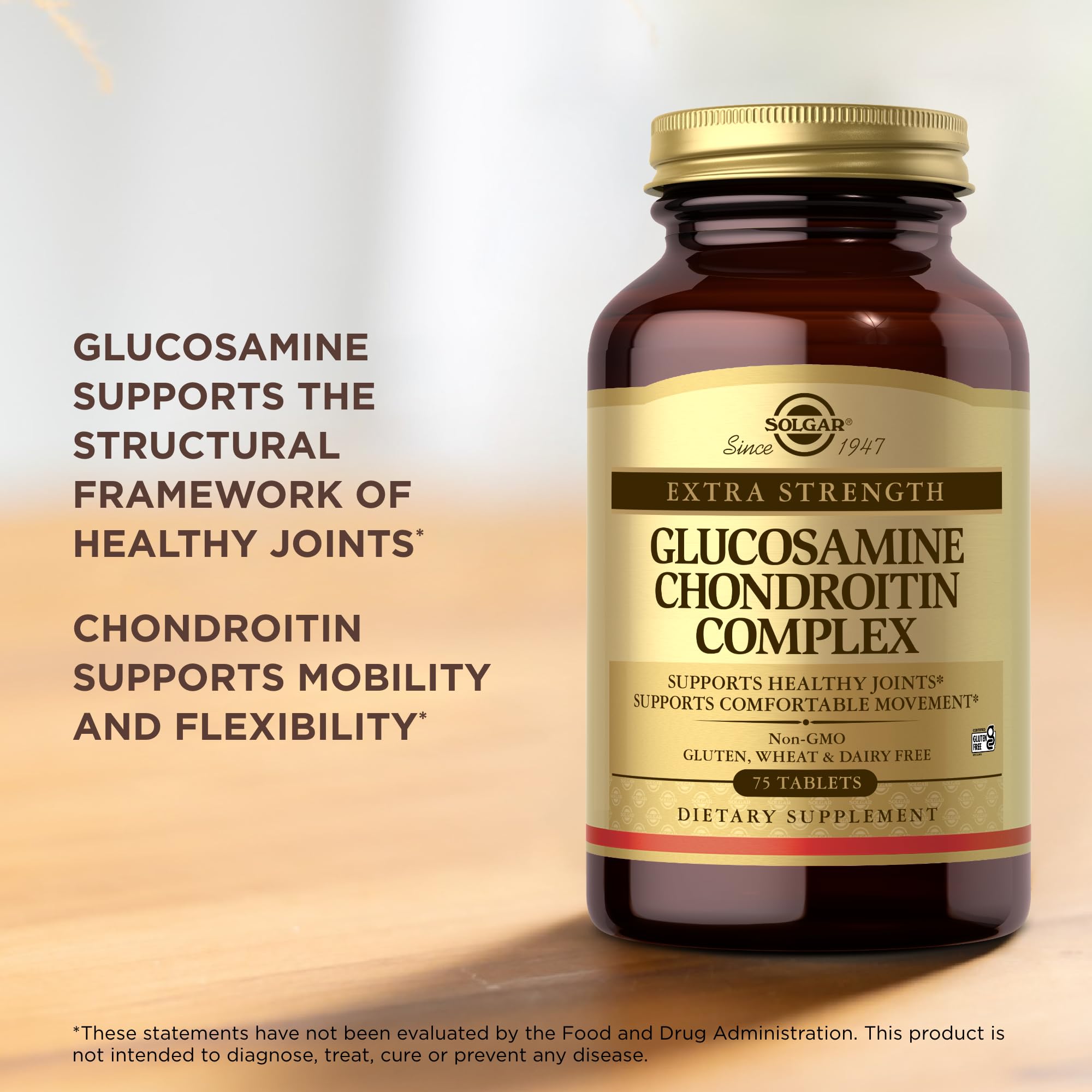 Solgar Extra Strength Glucosamine Chondroitin Complex - 75 Tablets - Supports Healthy Joints & Comfortable Movement - Non-GMO, Gluten Free, Dairy Free - 25 Servings
