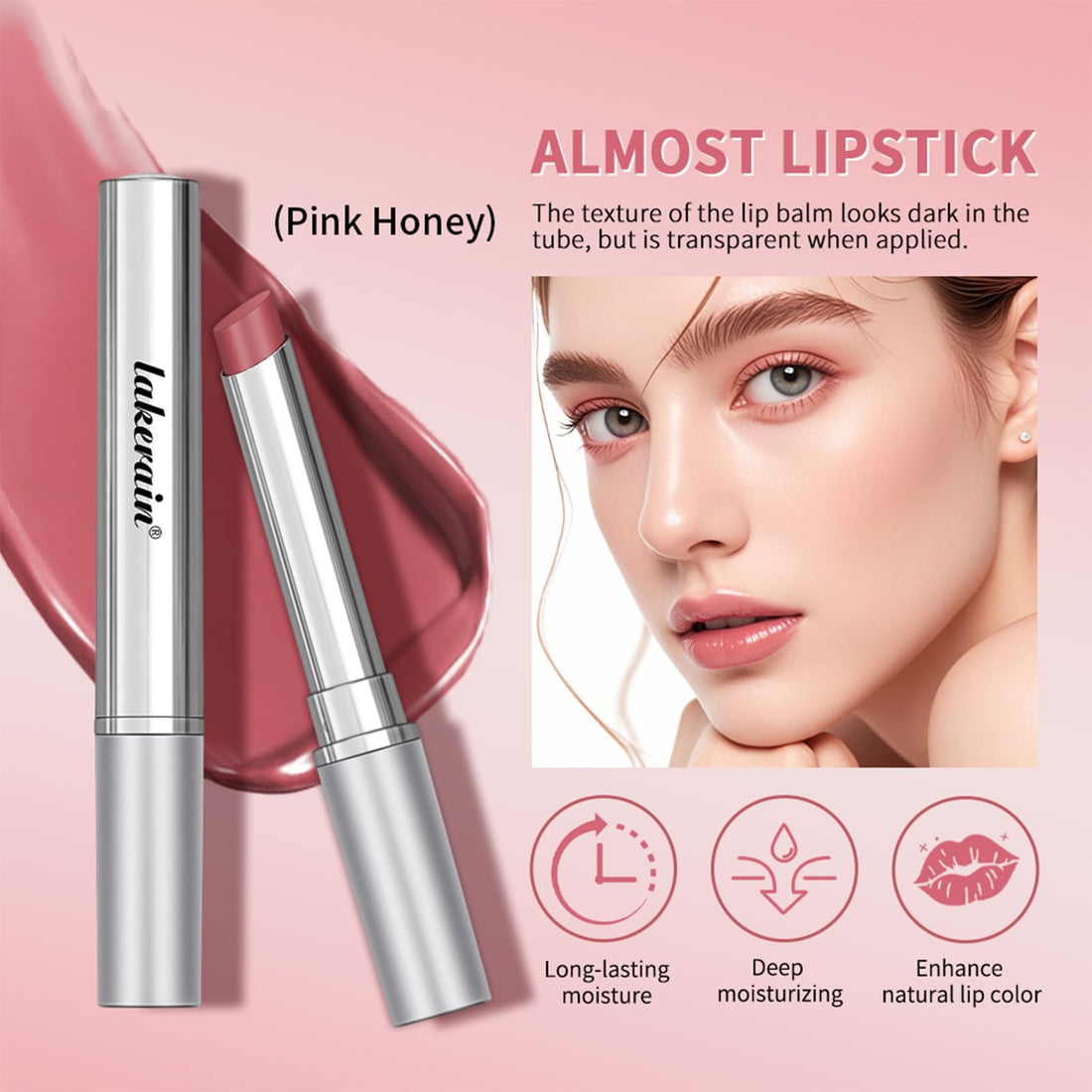 Mrettick 2PCS Honey Lipstick Tinted Lip Balm in Black and Pink,Sheer Hydrating Lipstick for All Skin Tones - Moisturizing Lip Color - Natural Glossy Finish