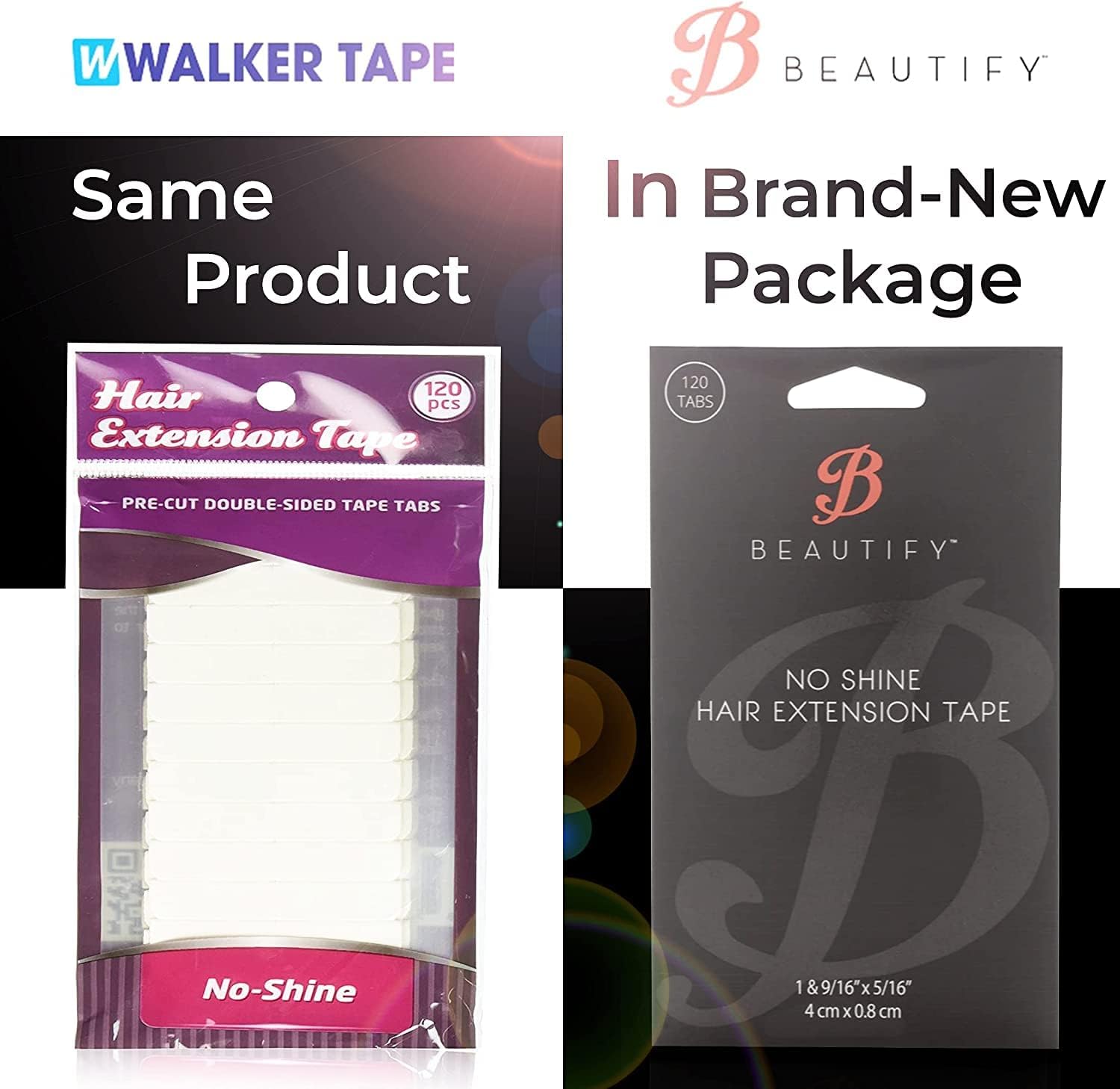 No Shine Hair Extension Tape Tabs. 120 tabs per pack by No Shine Extension tape