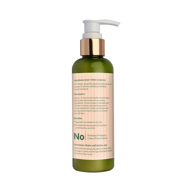NATURE-O-CARE French Vanilla Moisturizing Body Lotion - Vitamin E Enriched, 6.76 FL.OZ for Soft, Smooth Skin