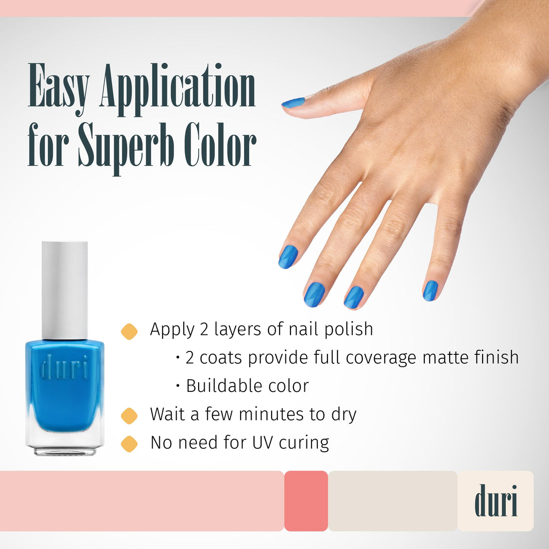 duri Nail Polish, 160N Tsunami, Neon Blue, Matte, Opaque, 0.5 fl.oz.