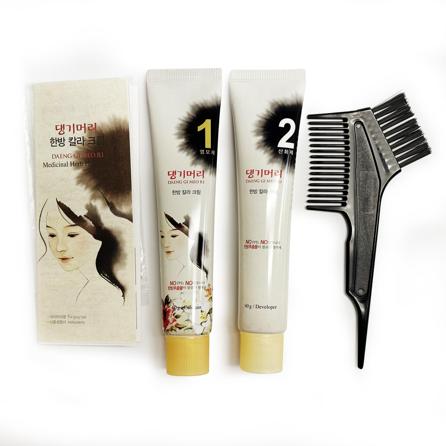 Daeng Gi Meo Ri – Korean Herbal Hair Dye Color Cream [Dark Brown] - PPD-Free Gray Coverage, Hair Protection, High-Keratin Formula, 5 Oz