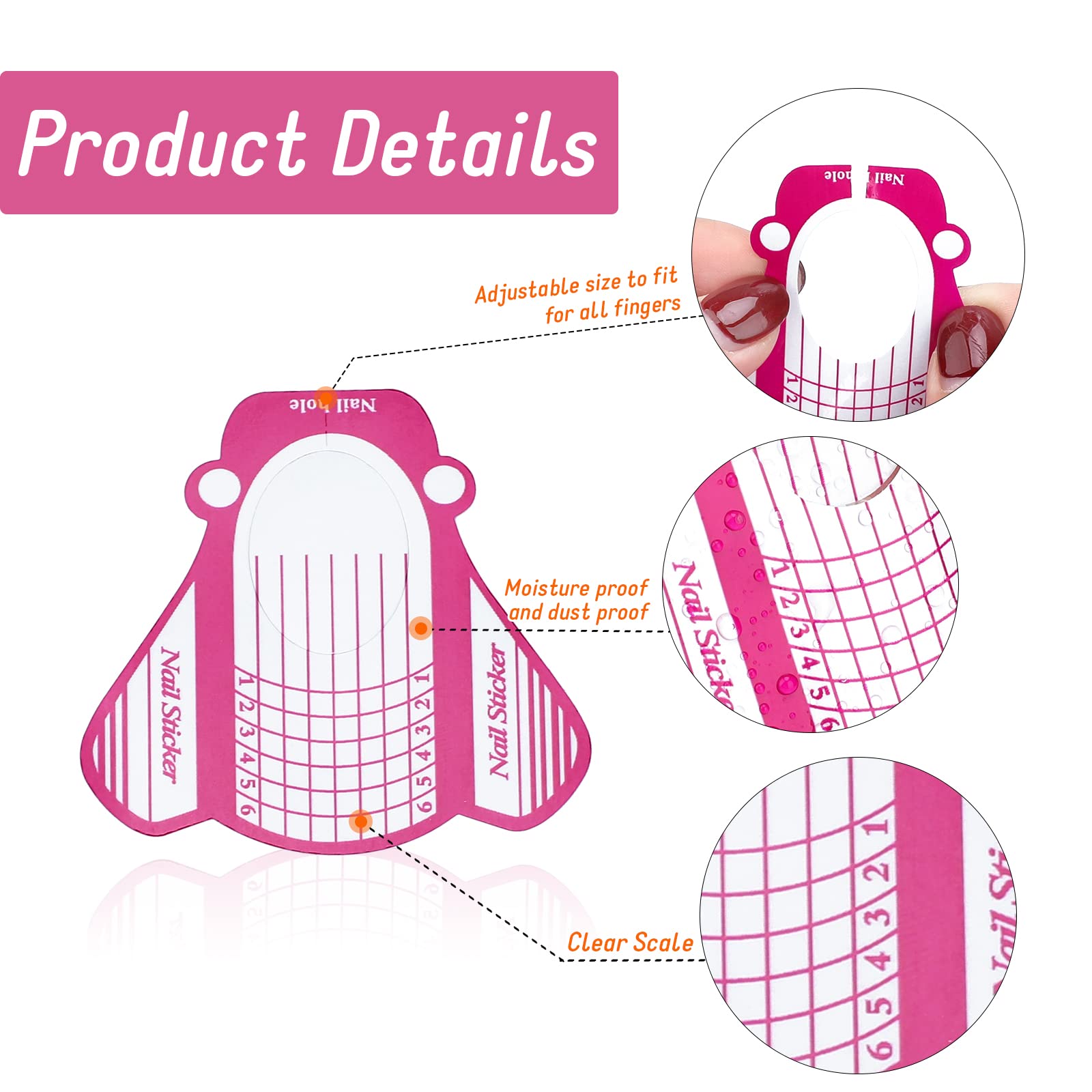 G2PLUS Nail Form, Nail Art Guide Stickers for Acrylic UV Gel Nail Tips Manicure Extension Tool (1 Roll / 500 PCS - Red)