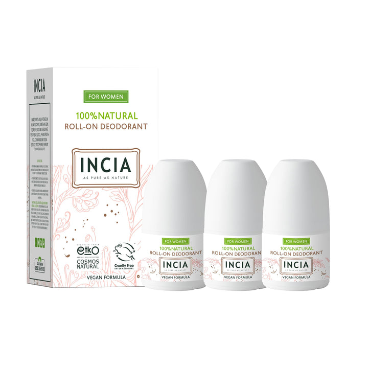 Incia, Natural Deodorant | Vegan | Aluminum Free Deodorant for Men and Women | Fresh |Cruelty Free, Paraben Free, Natural Fragrance (Women, Pack of 3)