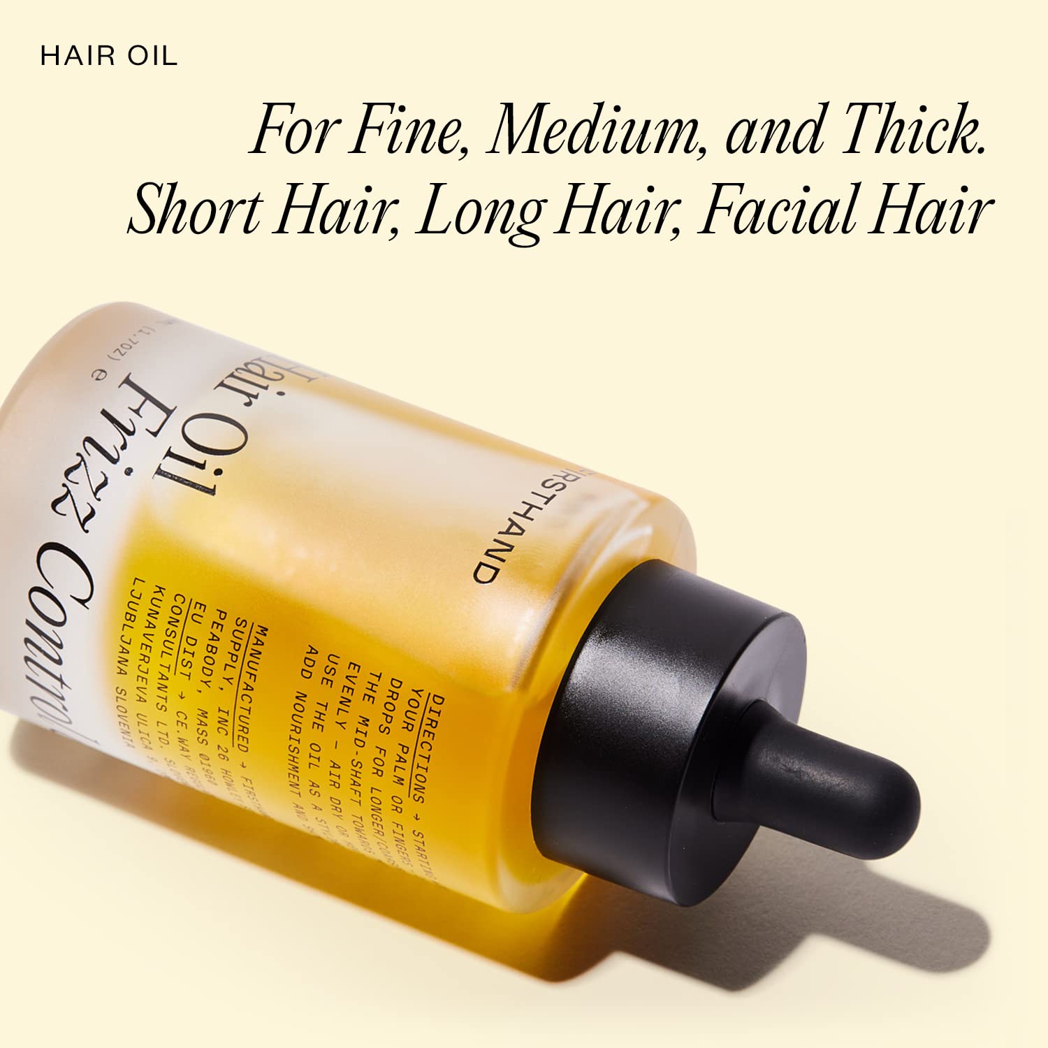 Firsthand Supply Hair Oil Frizz Control and Shine - Lightweight Oil - Clean & Non-toxic Hair Care Ingredients - With Argan Oil and Plant Based Keratin - 1.7oz (50ml)