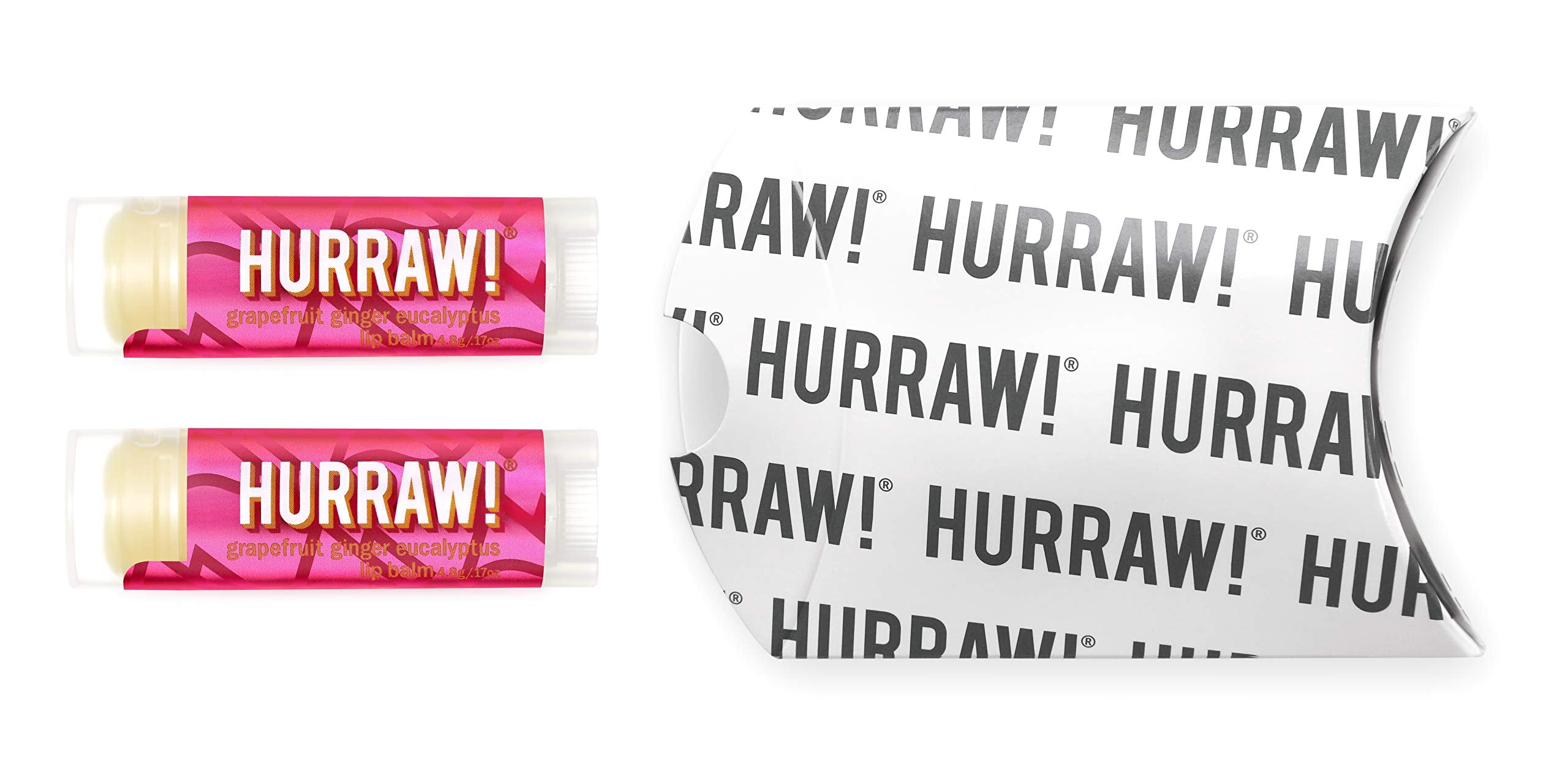 Hurraw! Grapefruit, Ginger, Eucalyptus (Kapha) Lip Balm, 2 Pack: Organic, Certified Vegan, Cruelty and Gluten Free. Non-GMO, 100% Natural Ingredients. Bee, Shea, Soy and Palm Free. Made in USA