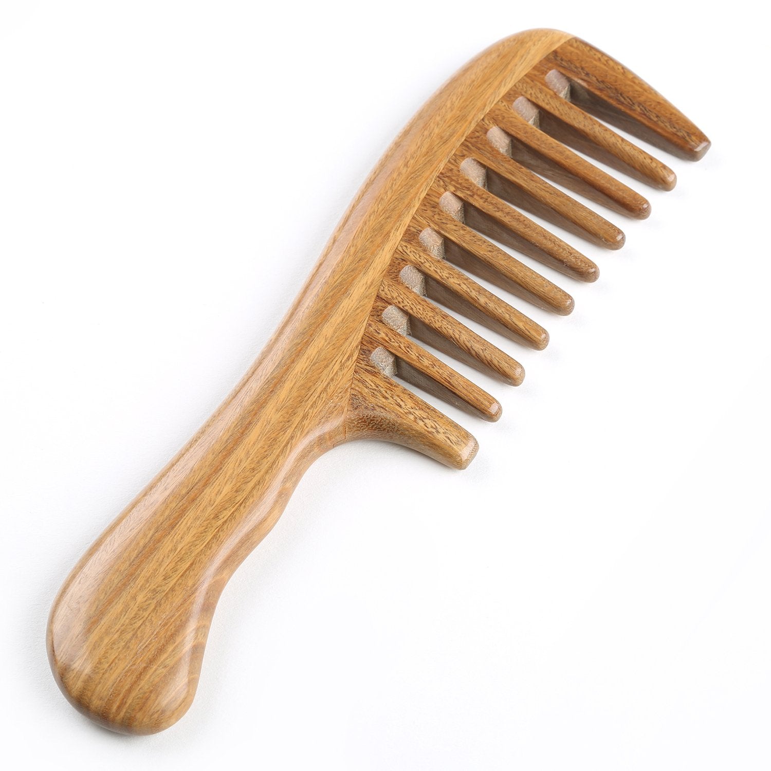 Breezelike Hair Comb for Detangling - Wide Tooth Wood Comb for Curly Hair - No Static Natural Wooden Sandalwood Comb for Women, Men