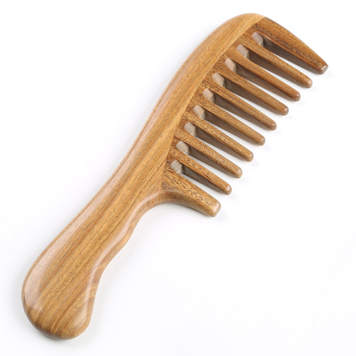 Breezelike Hair Comb for Detangling - Wide Tooth Wood Comb for Curly Hair - No Static Natural Wooden Sandalwood Comb for Women, Men