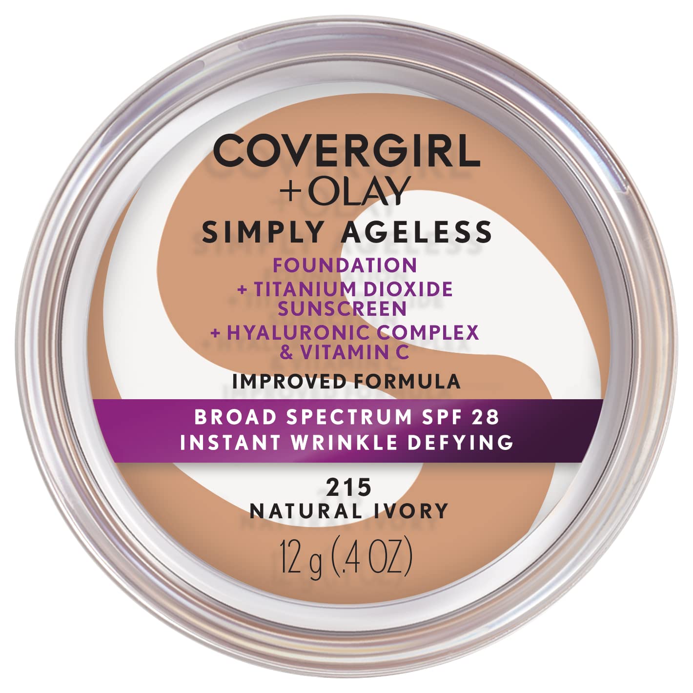 COVERGIRL & OLAY Simply Ageless Instant Wrinkle Defying Foundation, Natural Ivory, 0.4 oz (Packaging May Vary)