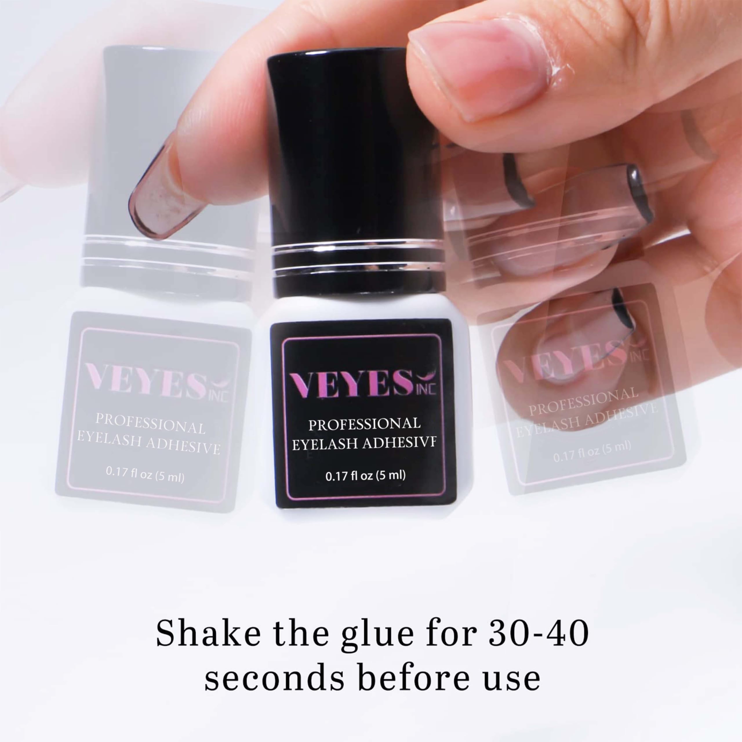 VEYES INC Eyelash Extension Glue - Extra Strong Professional Lash Glue 5ml | 1 Sec Drying time | Retention - 8 Weeks | Black Adhesive for Semi-Permanent Extensions Salon Use for Lash Tech