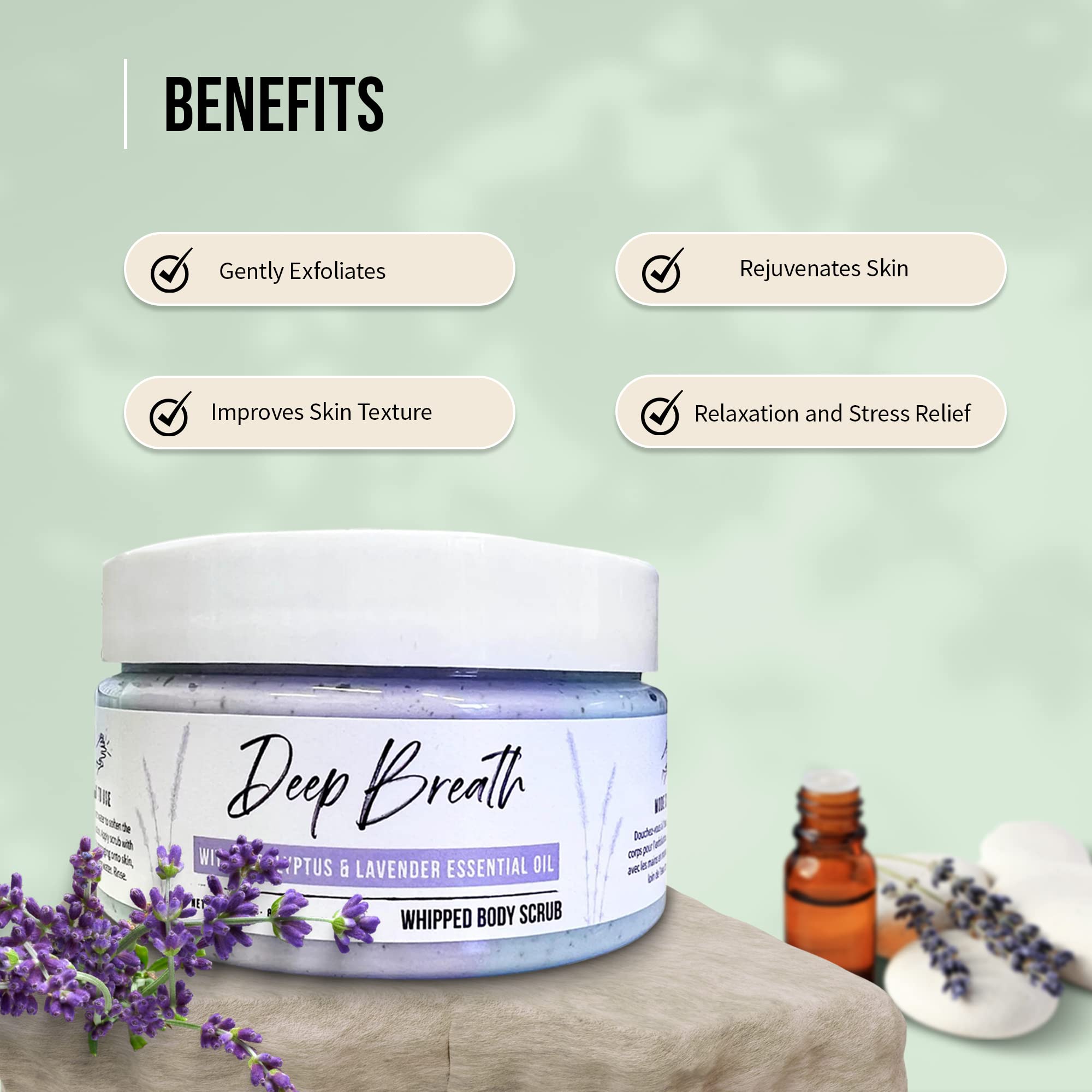 Naturally Vain Deep Breath Whipped Body Scrub, Body Wash, Body Scrub, Essential Oils, Lavender, Eucalyptus, Apricot, Exfoliant, Soft Skin, Moisturizing