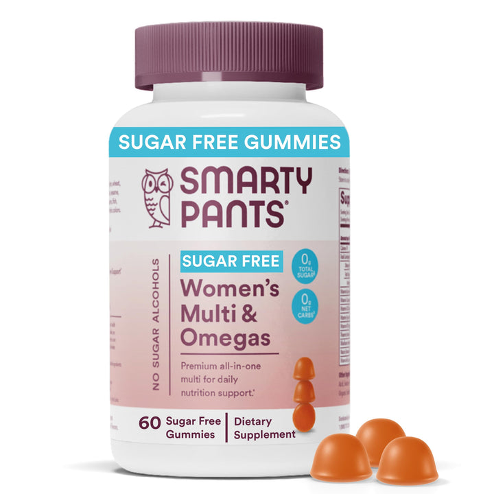 SmartyPants Women's Multivitamin Gummies, Sugar Free: Biotin, Methylfolate, Omega 3 (ALA), Vitamin D3, C, Vitamin B12, B6, A, K & Zinc, Inositol, Gluten Free, 60 Count (20 Day Supply)