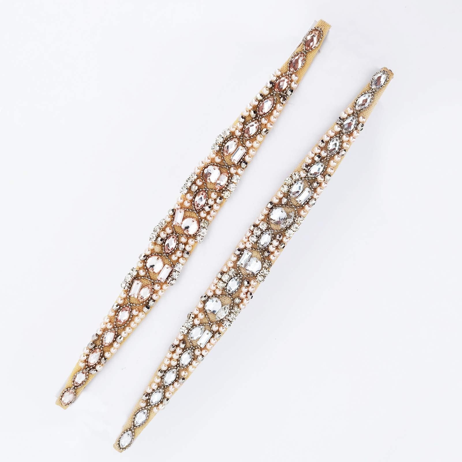 Inspirelle 5 Pack Babysbreath Rhinestone Beaded Elastic Headband, Fashionable Handmade Crystal Beaded Elastic Hairbands Lady Women Girls Hair Jewelry Accessories