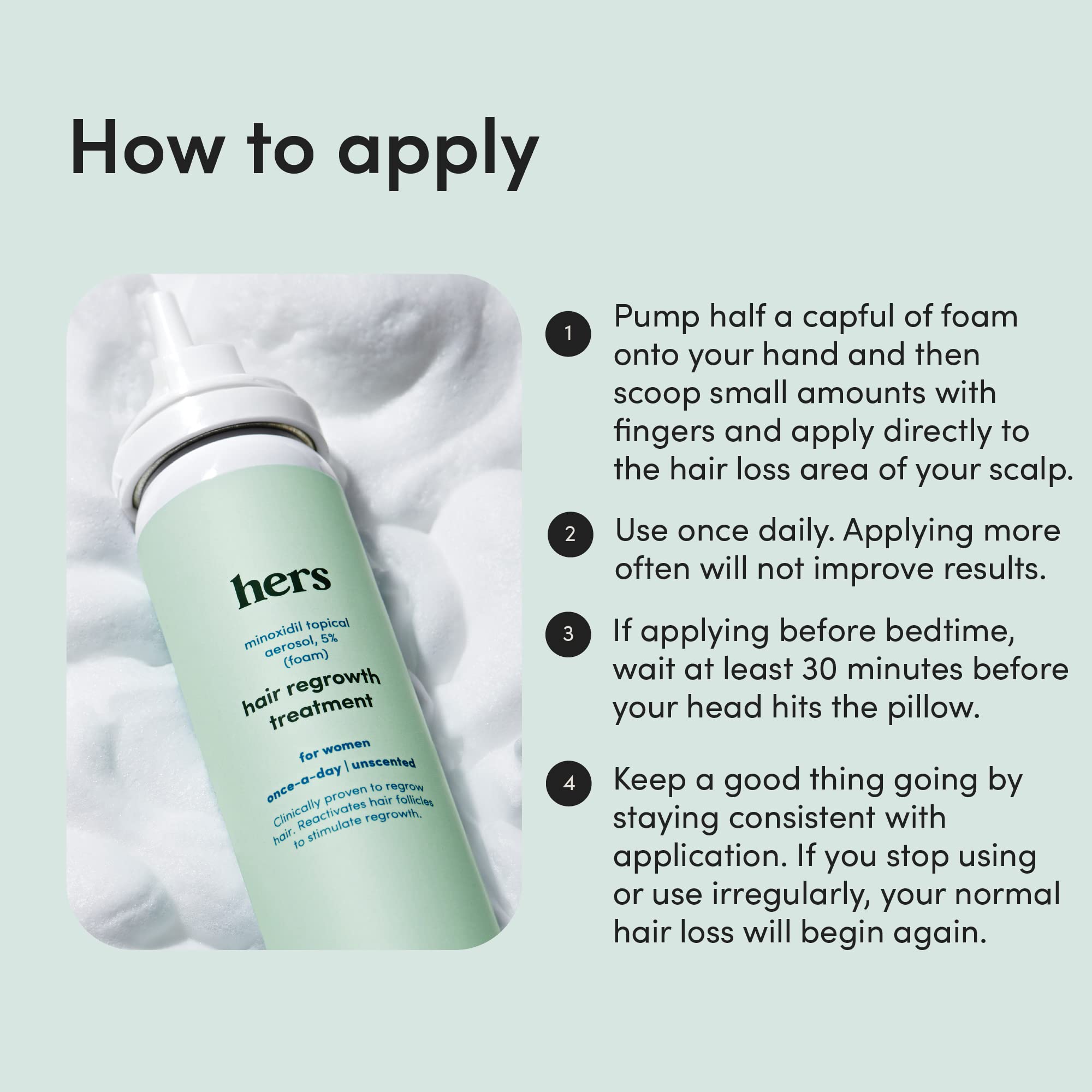 hers Topical Minoxidil Foam, 5% - Extra Strength Hair Growth Treatment for Women - Clinically Proven to Reduce Hair Loss in 3-6 Months - Unscented, 2 Month Supply, 2 Pack