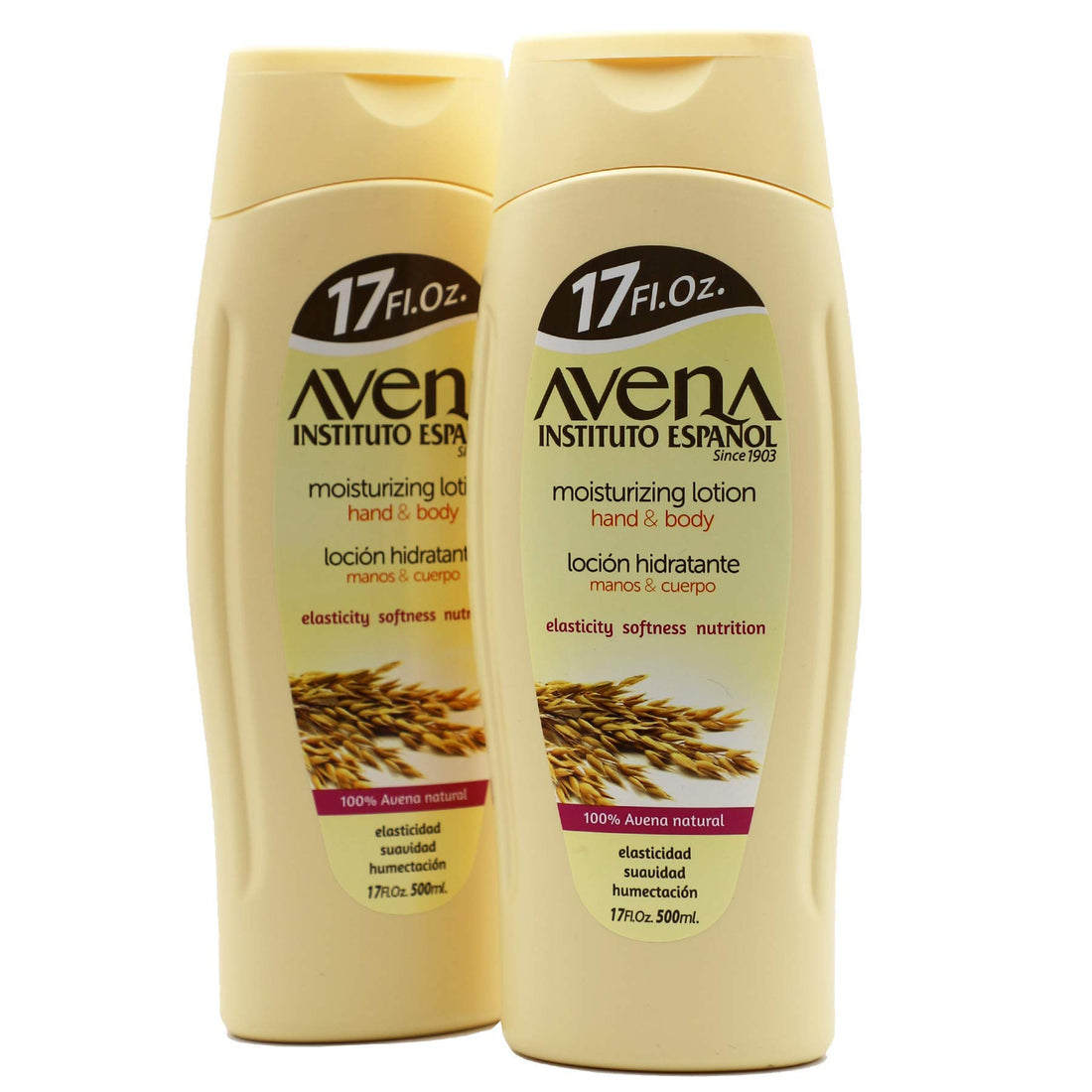 Avena Instituto EspaÃƒ±ol Moisturizing Lotion Hand and Body Lotion, Helps Moisture Soften and Nourish for your skin, Revitalizes and Protects More Elasticity, 2-pack Of 17 FL Oz, 2 Bottles