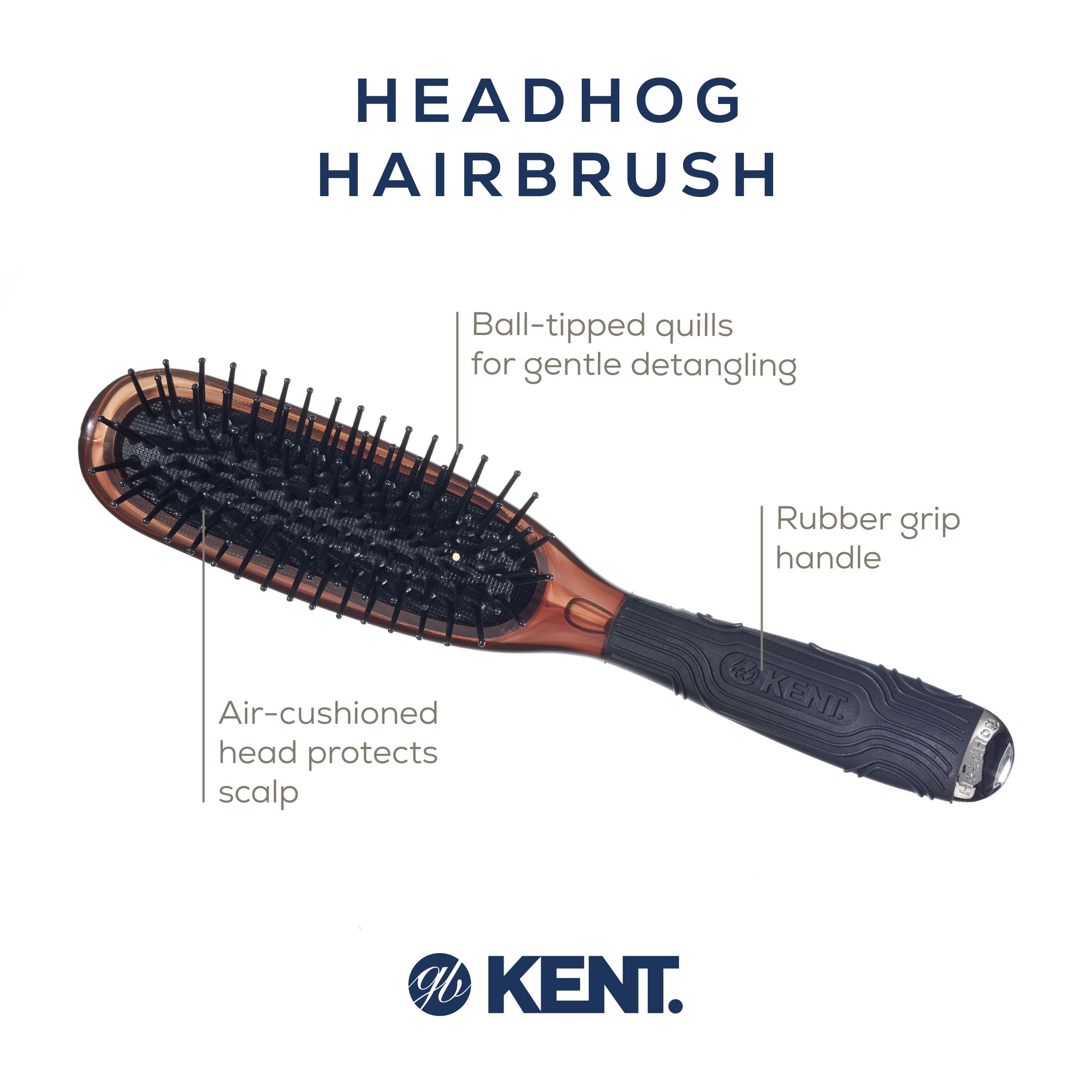 Kent Headhog Handbag Brush, Brown