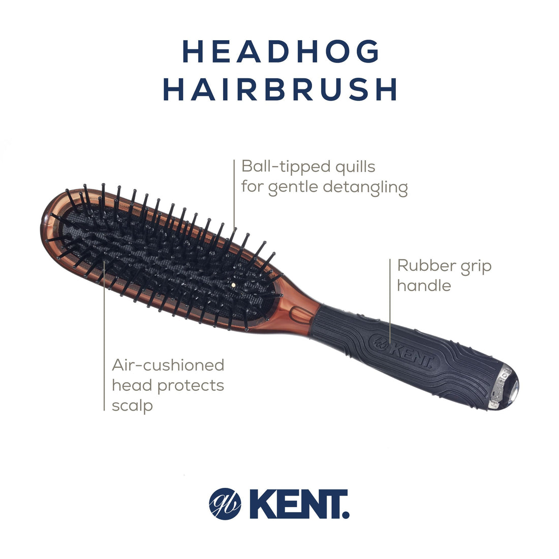 Kent Headhog Handbag Brush, Brown